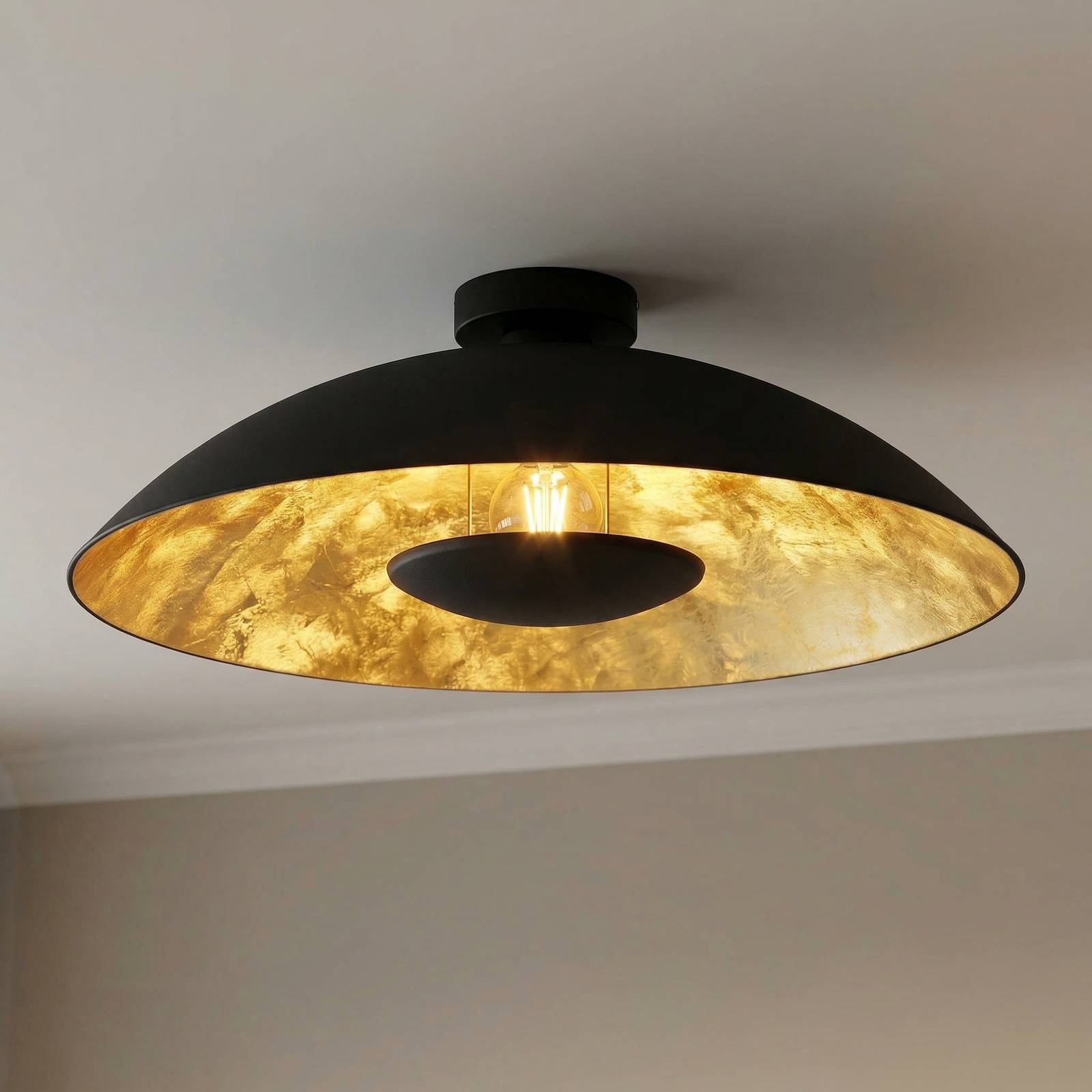 Lampa sufitowa Lindby Emilienne, czarny/złoty, metal, Ø 60 cm