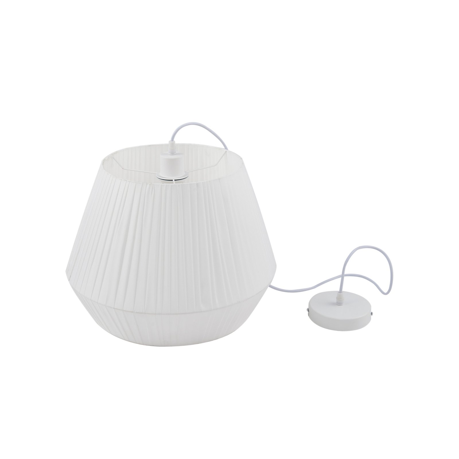 Lampada a sospensione Lindby Vitore, Ø 40 cm, tessuto, bianco