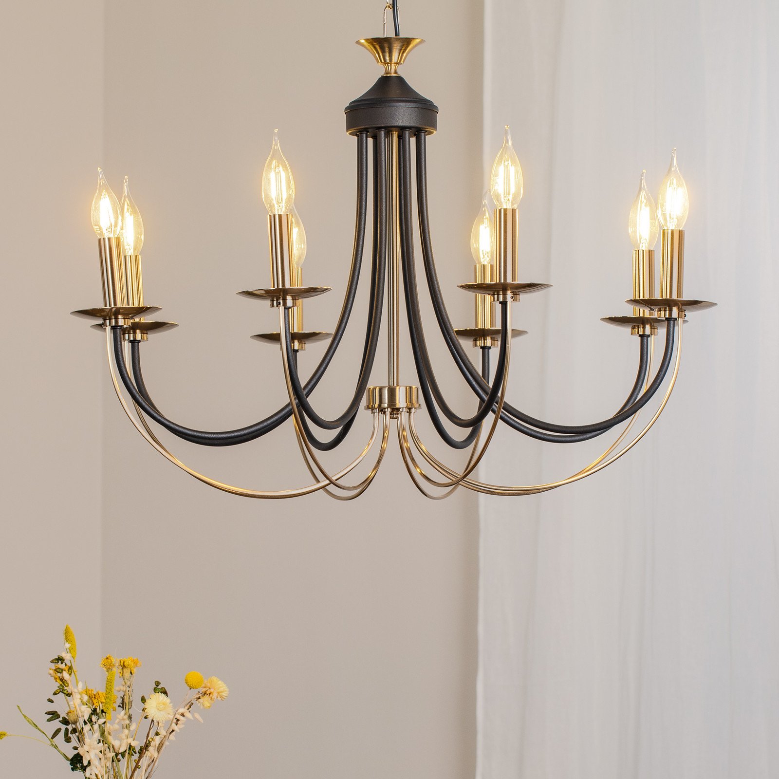 Lucea Candelabru Ferra alamă antică 8 becuri - Camera de zi / sufragerie - Antichitate - alamă antică negru - Metal