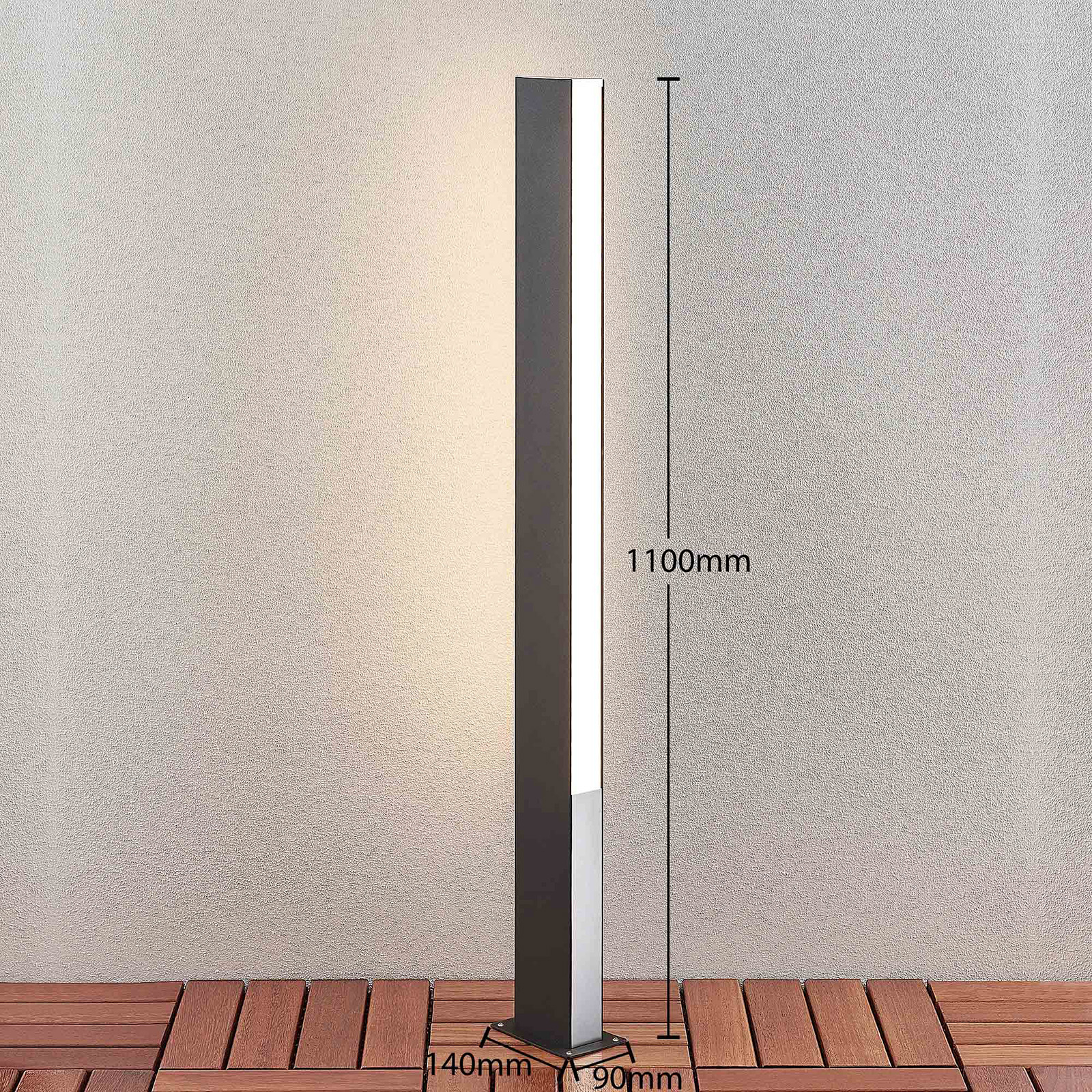 Lucande Aegisa bolardo luminoso LED, 110 cm