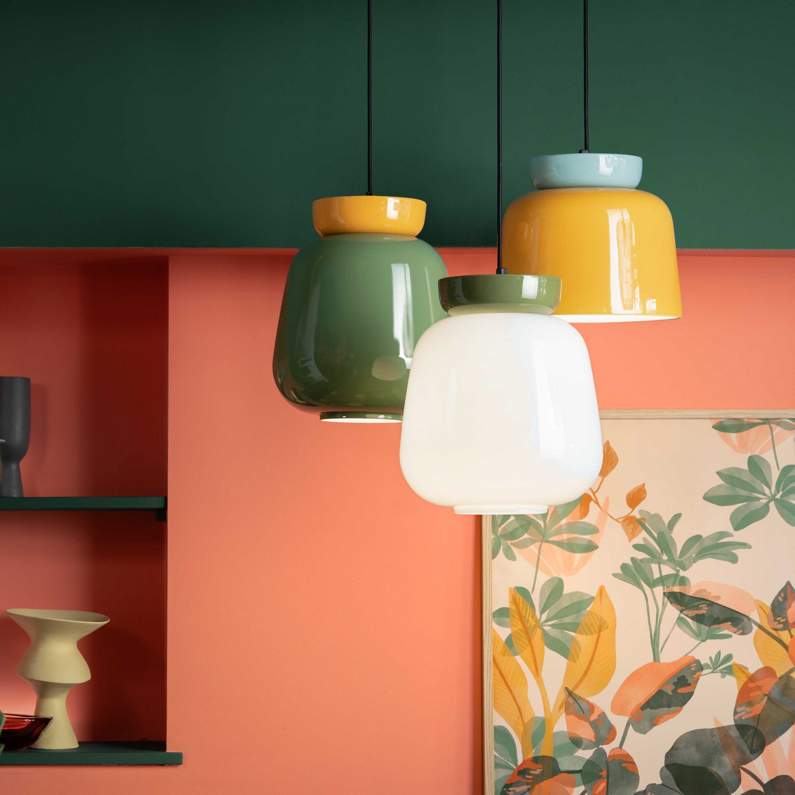 Lampă suspendată Corcovado albastru deschis/galbenă