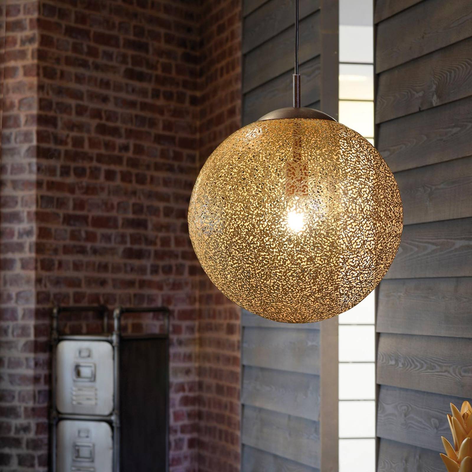 Lampa wisząca Paul Neuhaus Greta, Ø 40 cm, kolor złoty, metal