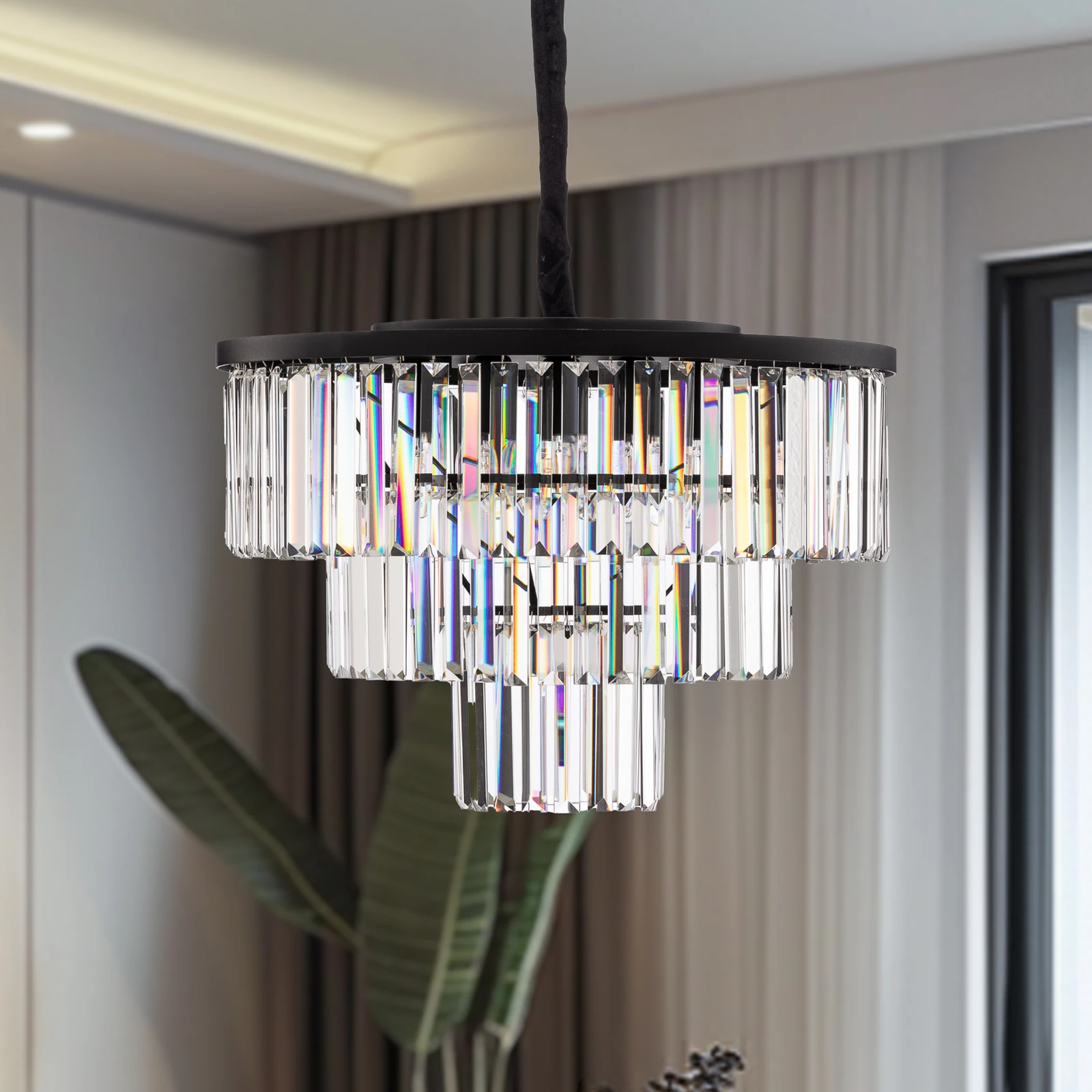 Hängeleuchte Cristal, transparent/schwarz, Ø 56 cm