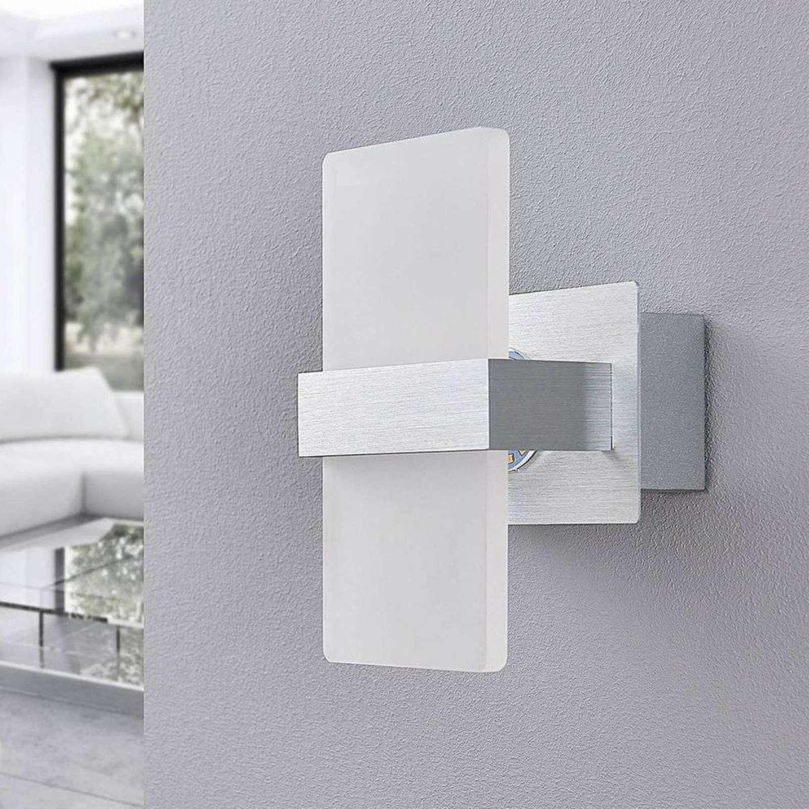 Yorick LED Candeeiro de Parede Satin White/Brushed Aluminium - Lindby