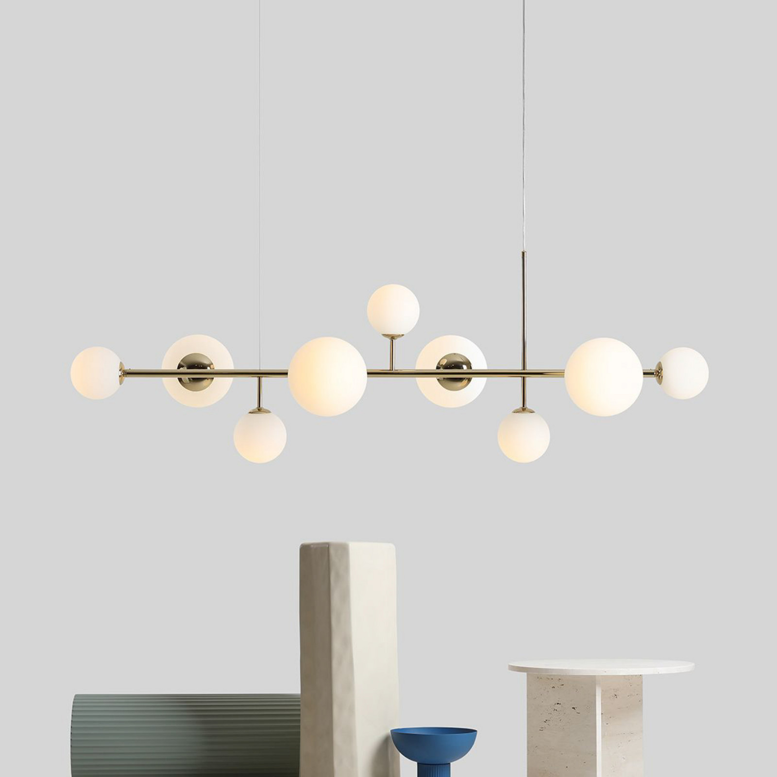 ALDEX Lampă suspendată Dione opal/auriu 9 becuri - Camera de zi / sufragerie - Modern - auriu alb opal - Sticlă