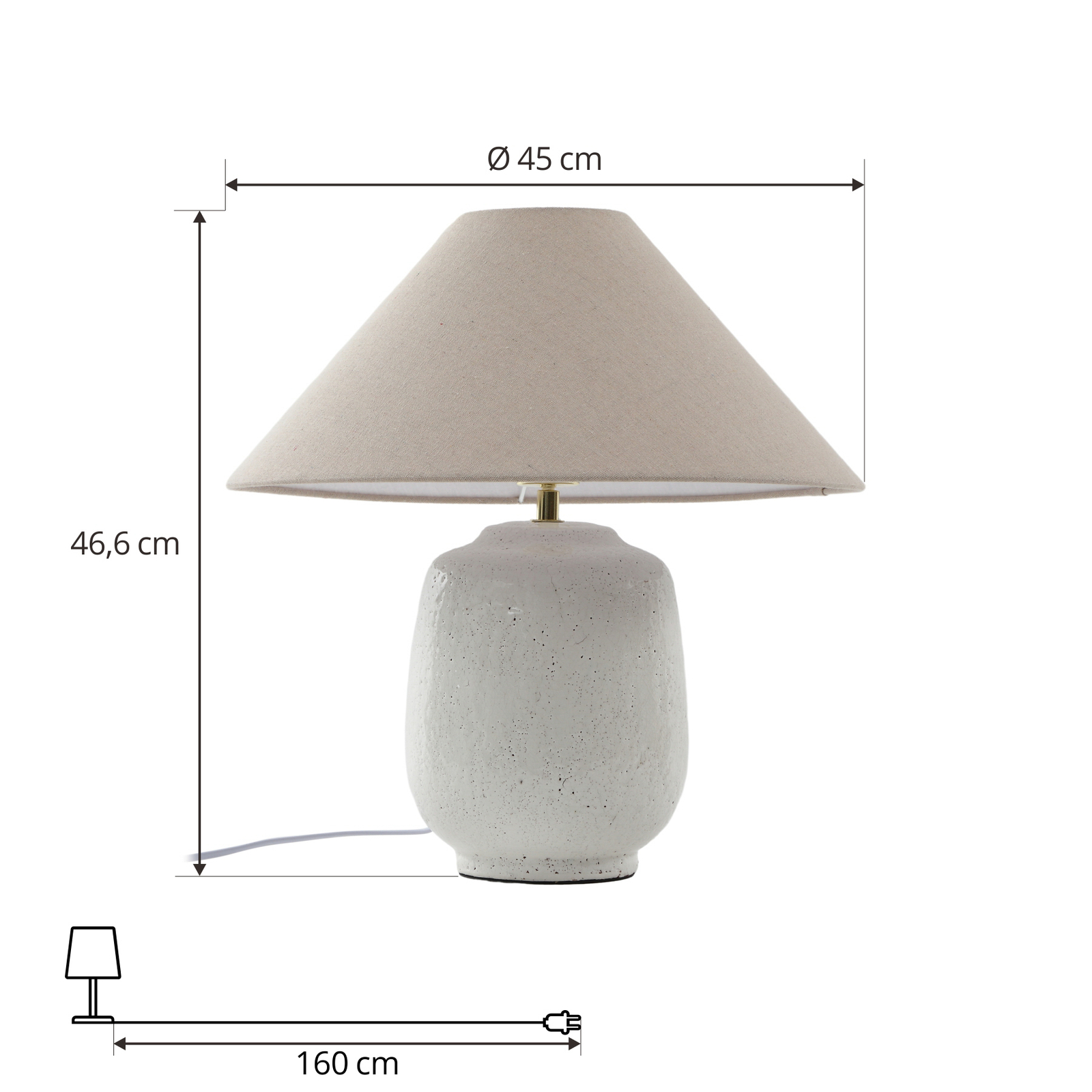 Lucande asztali lámpa Thalorin, magasság 47 cm, kerámia