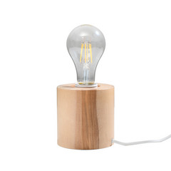 Envostar Peach Puff bordlampe, cylinder af træ
