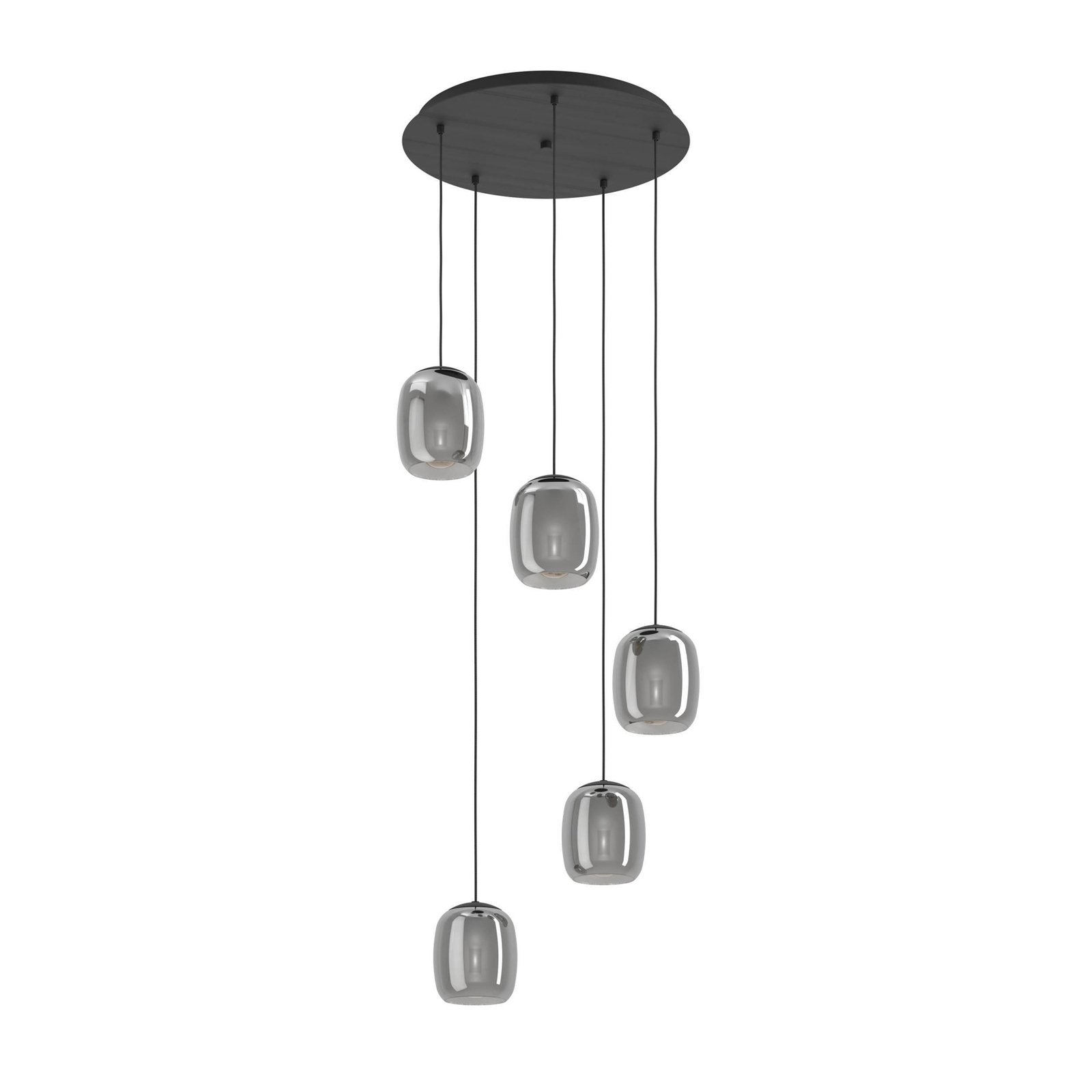 Ciampino pendant light, black, 5-bulb.
