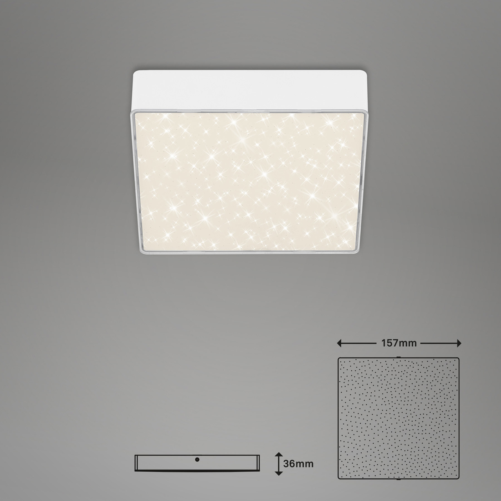 Plafonnier LED Flame Star, 15,7 x 15,7 cm blanc