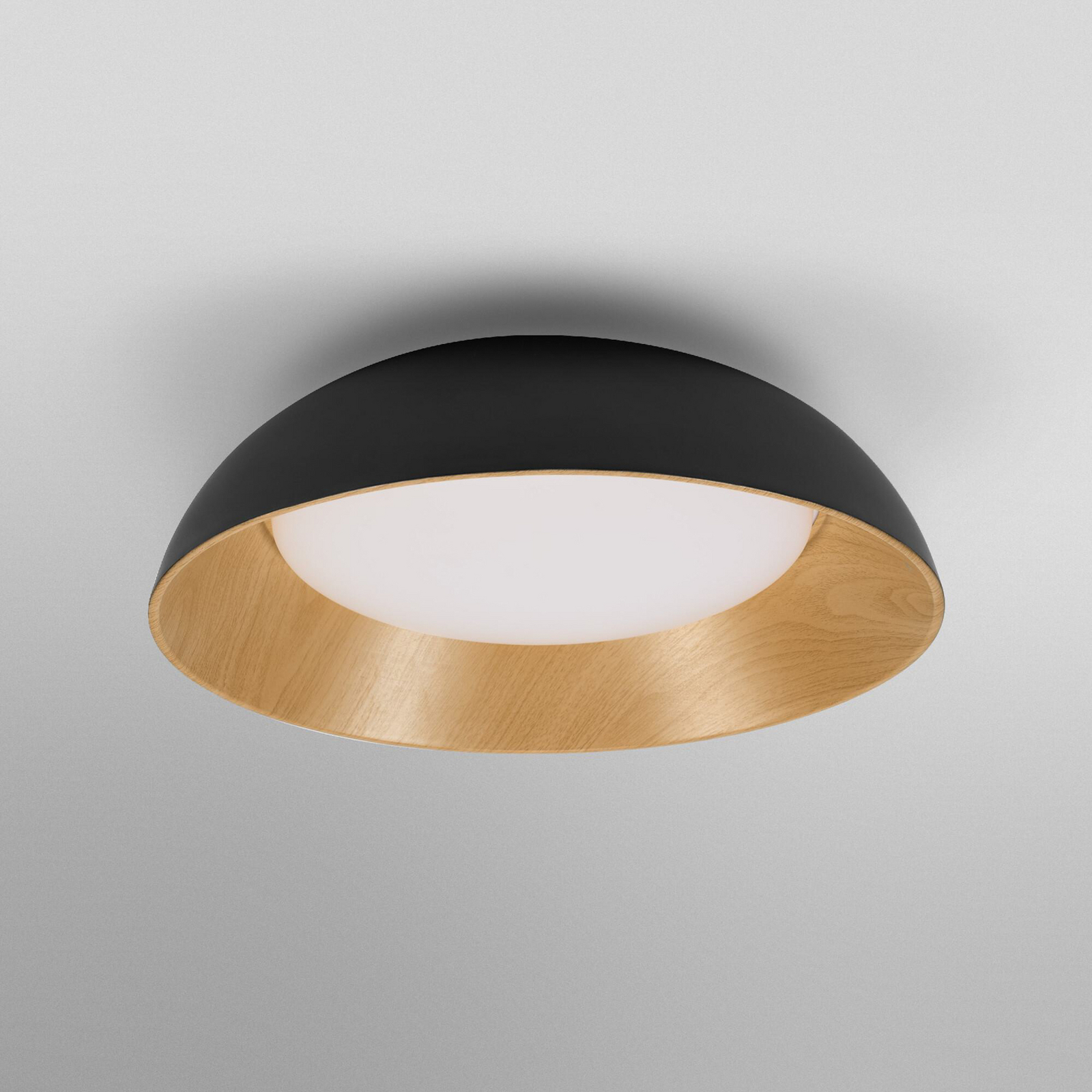 BRILONER LED Plafondlamp Houtdecor - Indirect Licht 55x30 Cm Zwart