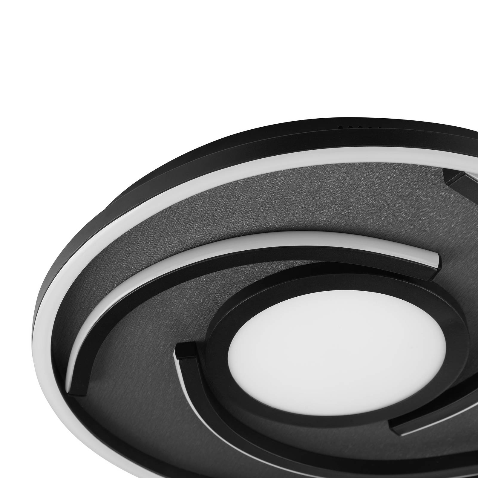 Lampa sufitowa LED Hardy, Ø 35 cm, czarny matowy, metal/tkanina