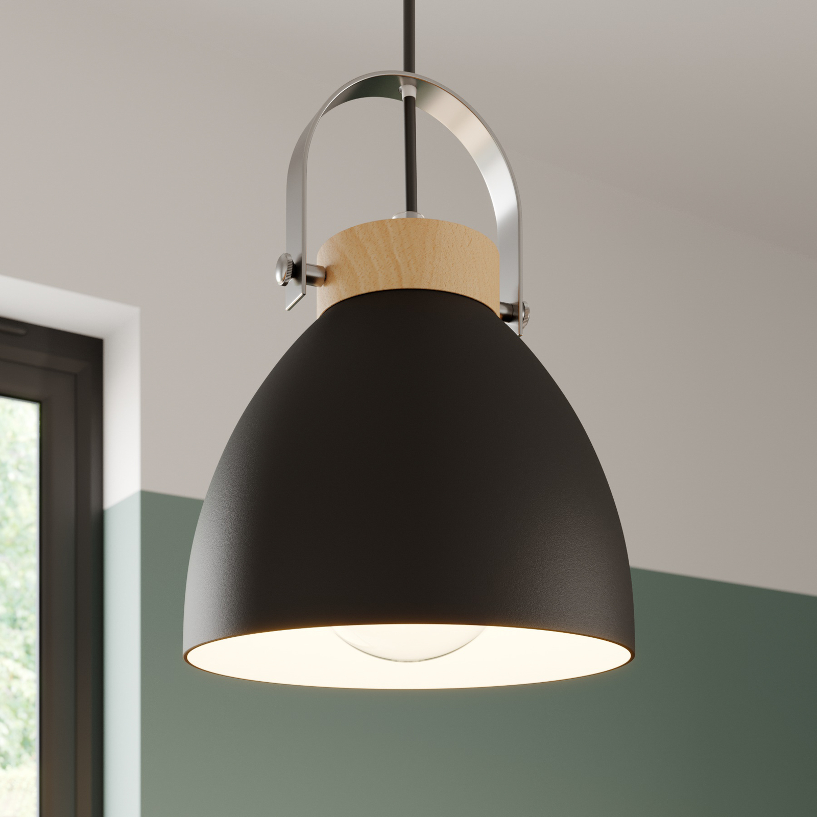 Bergen pendant light, three-bulb, round, graphite