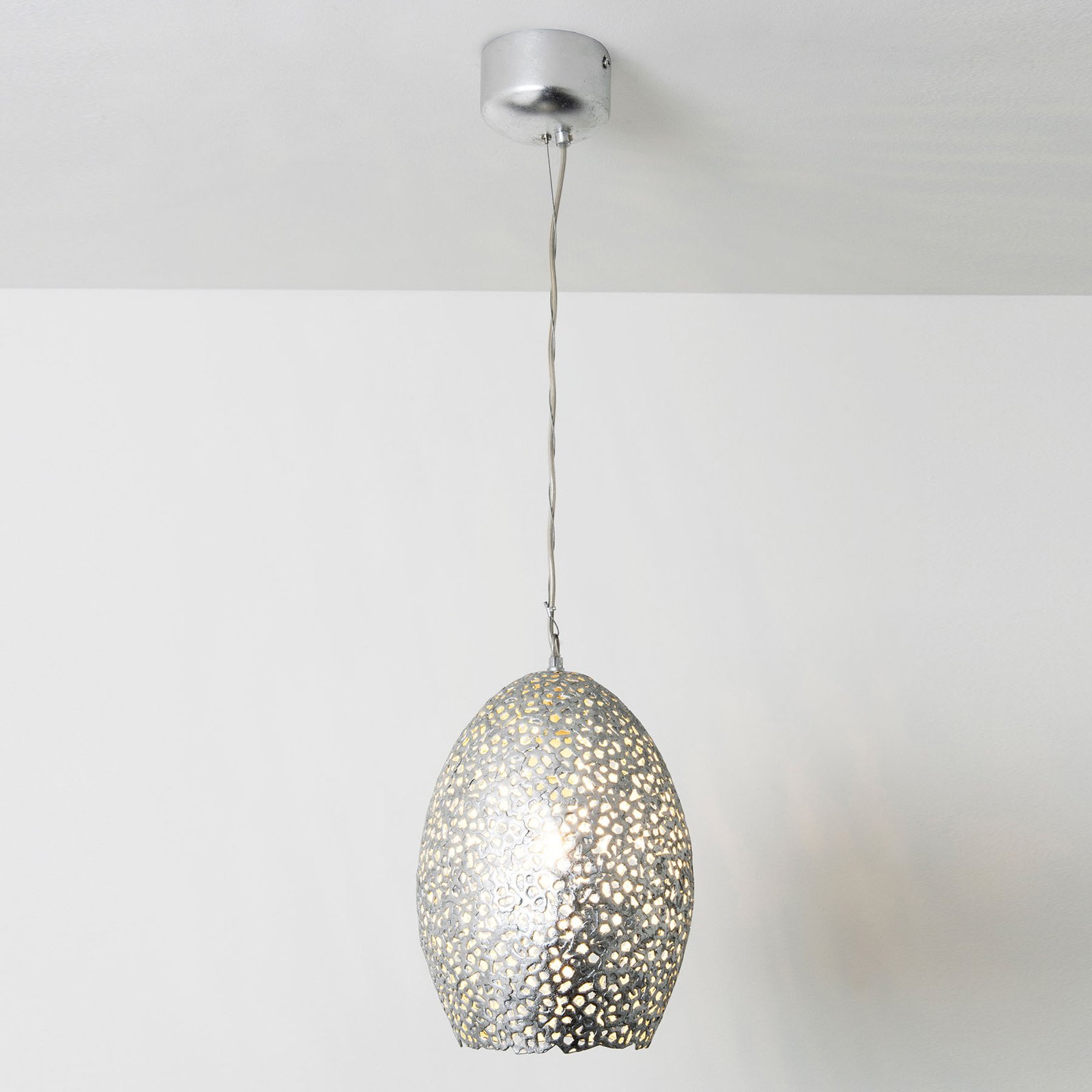 Lámpara colgante Cavalliere, plata, Ø 22 cm