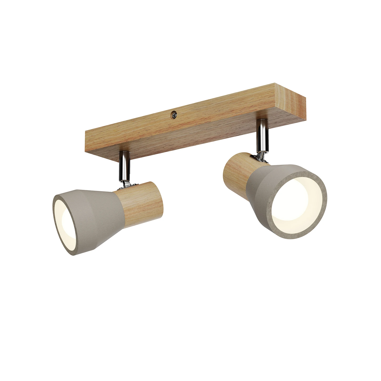 Lindby spot Filiz, 2 lampes, 27 cm, bois, béton, E14