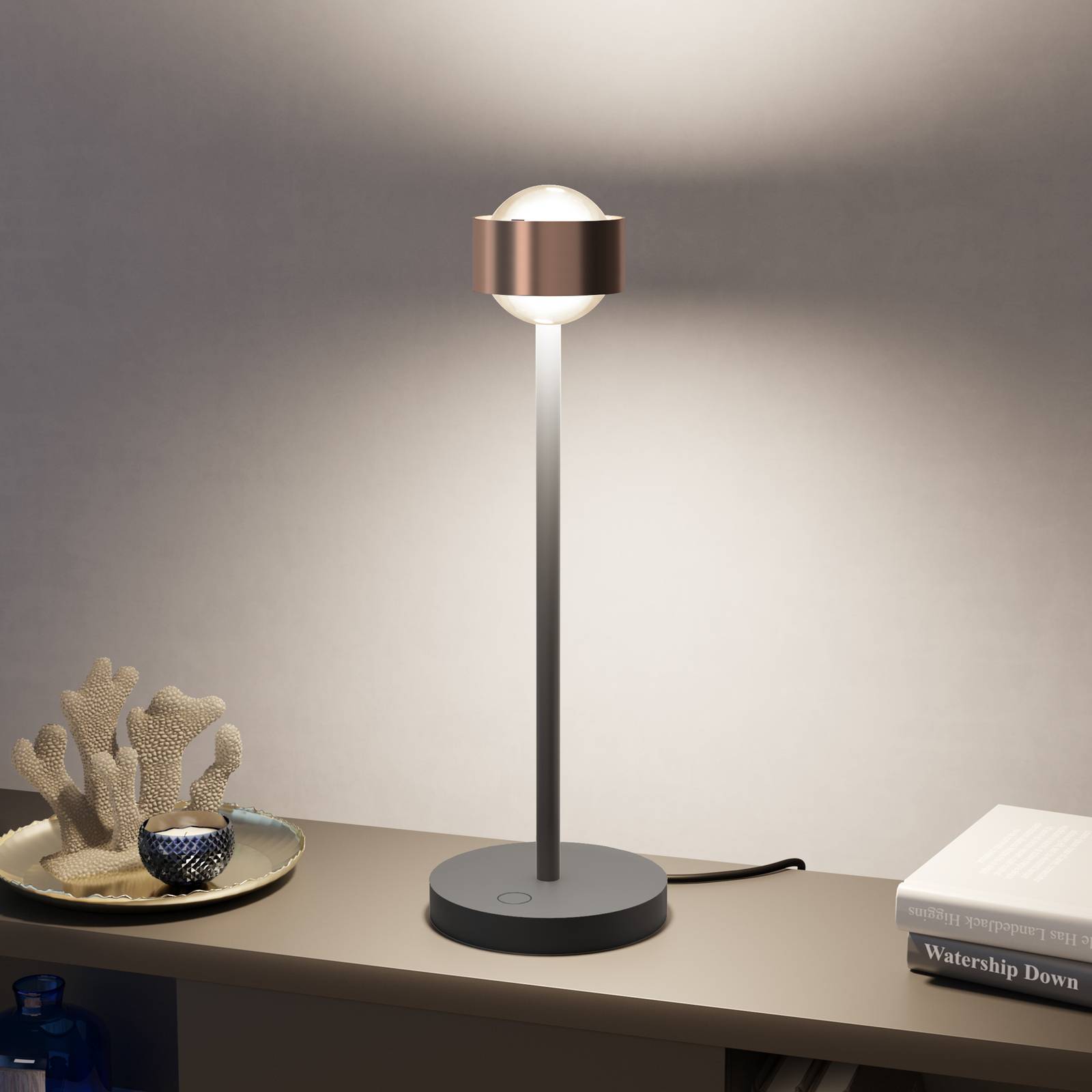 Top Light Puk! 80 Eye Table LED mates cuivré/noir