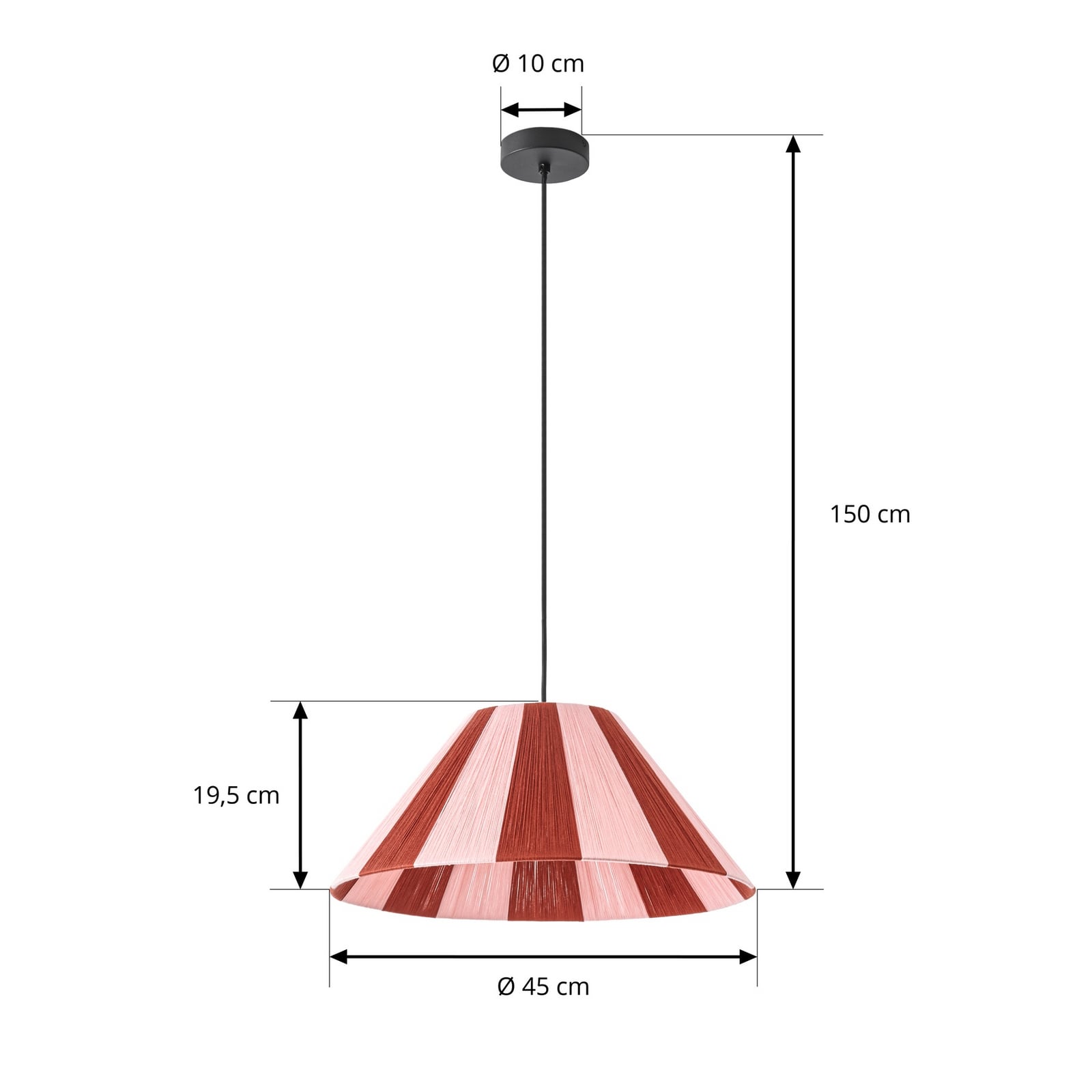 Suly hængelampe, rød/lyserød, bomuld, Ø 45 cm – Lindby Suly hængelampe, rød/lyserød, bomuld, Ø 45 cm – Lindby