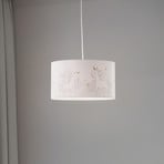 Suspension Mila, Ø 35 cm, blanc, tissu, licornes, E27