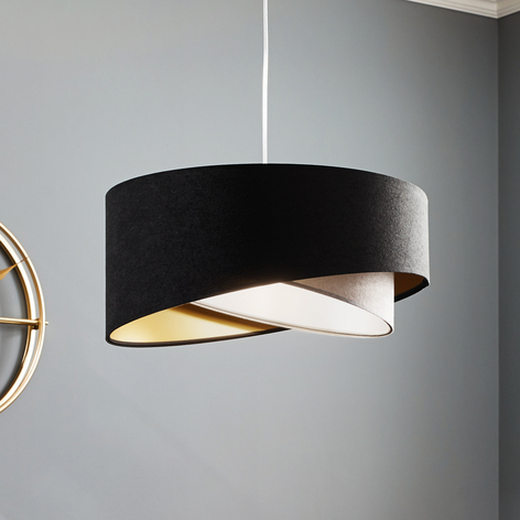 Suspension Vivien velours noir/gris/argenté/doré