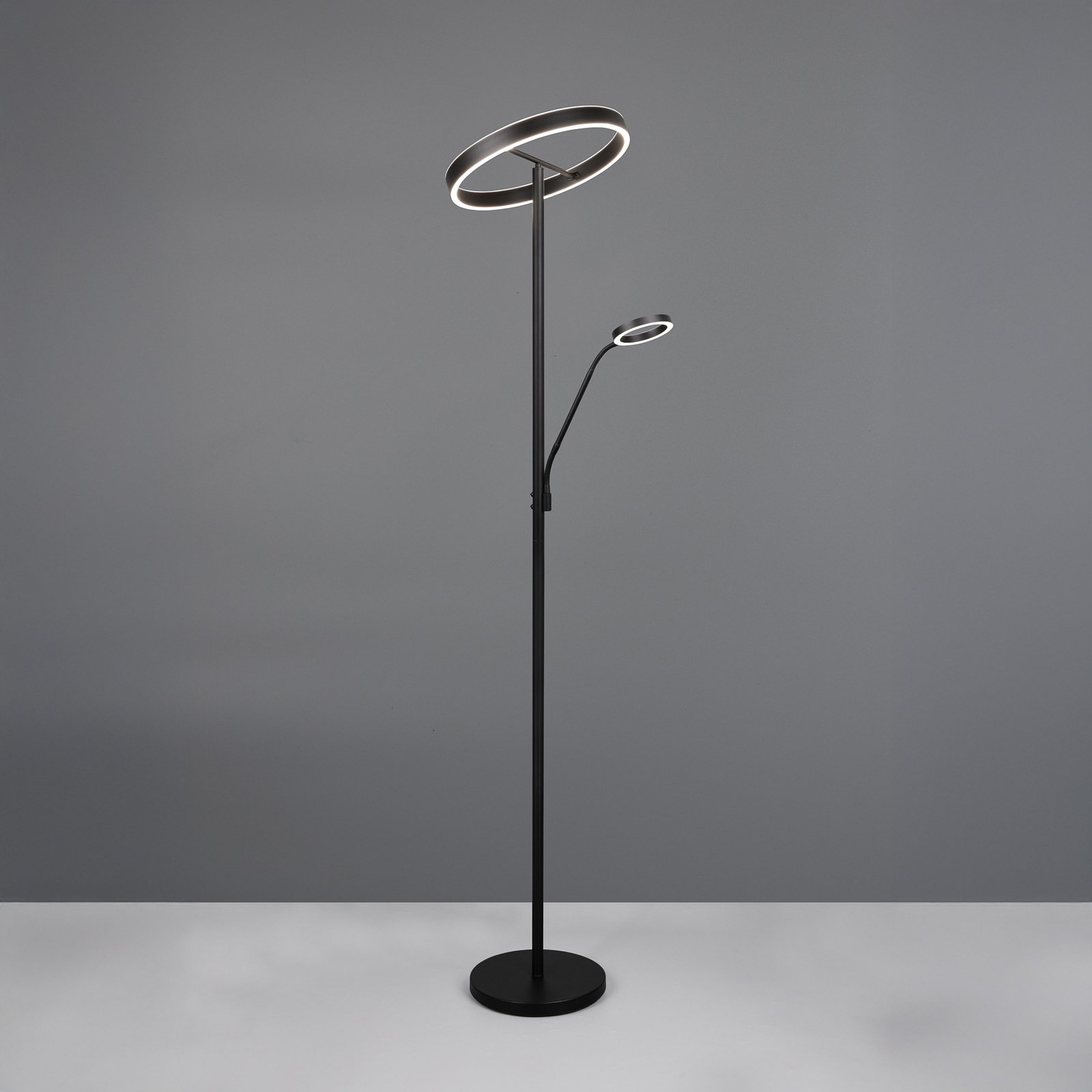 LED stāvlampa Willis, melna, augstums 180 cm, metāla CCT dimmeris