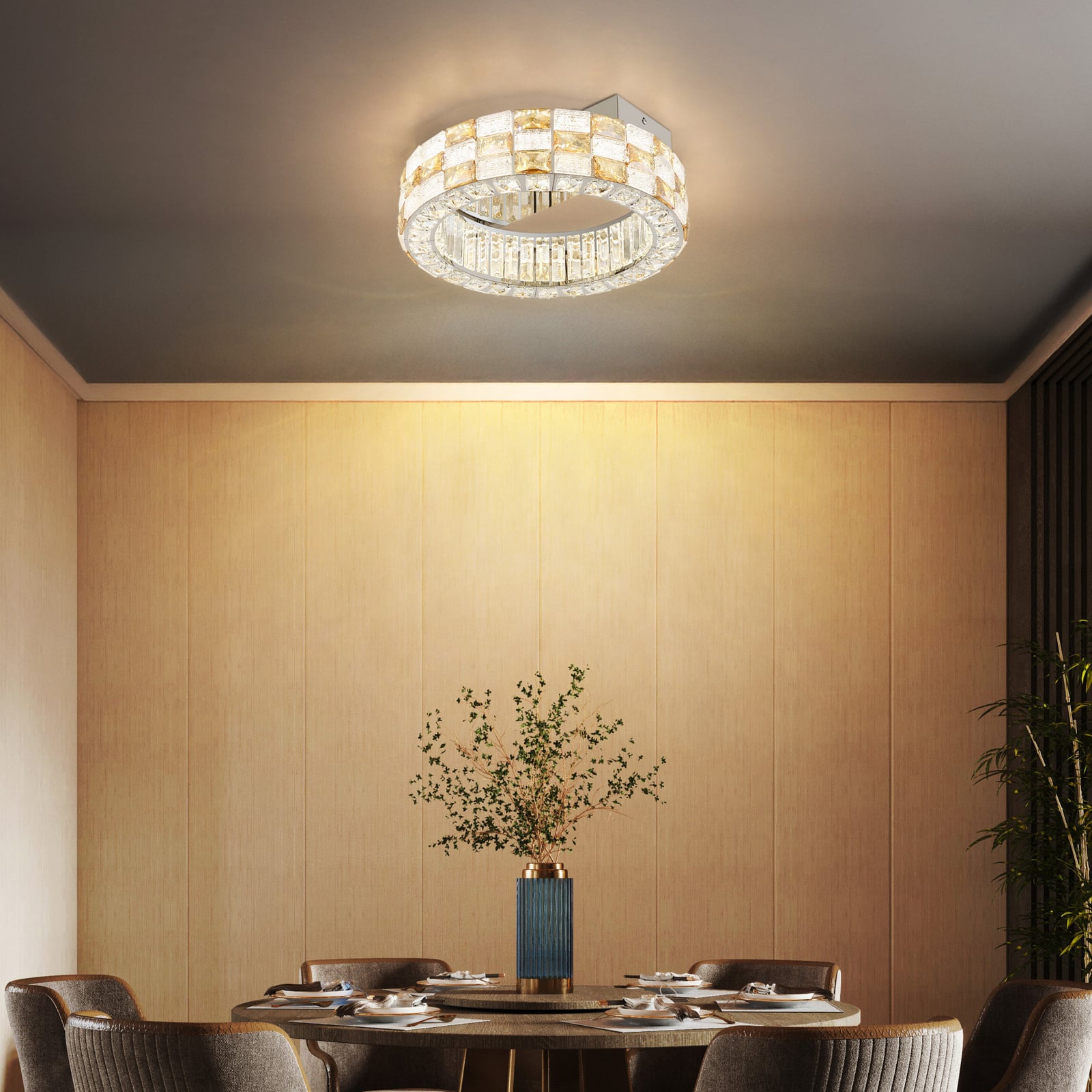 LED-Deckenleuchte Lidia, amber/klar, Glas, CCT, dimmbar