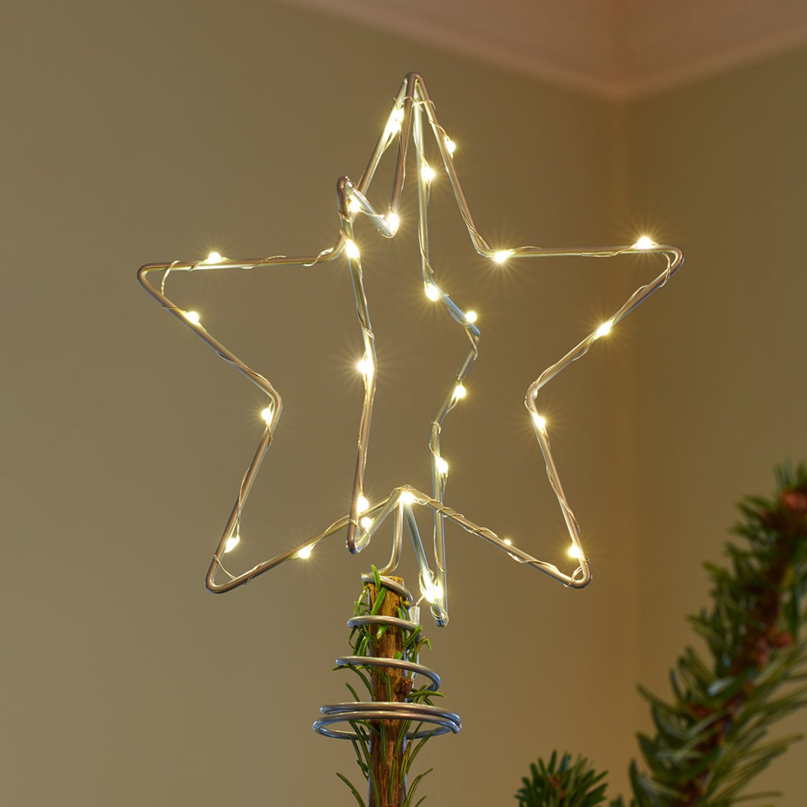 LED-Dekoleuchte Christmas Top, silber