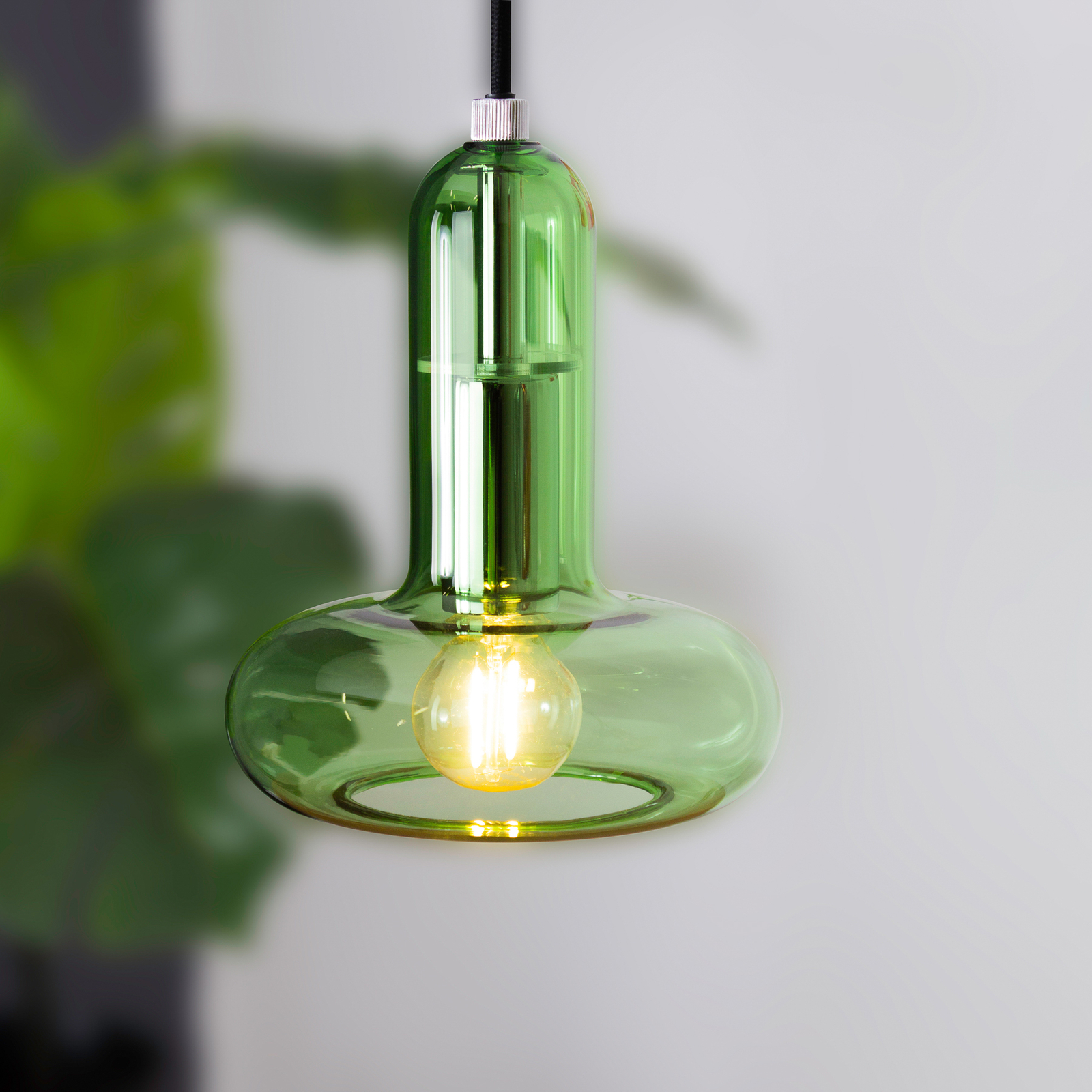 Hanglamp Perseus, groen, Ø 15 cm, glas, dimbaar
