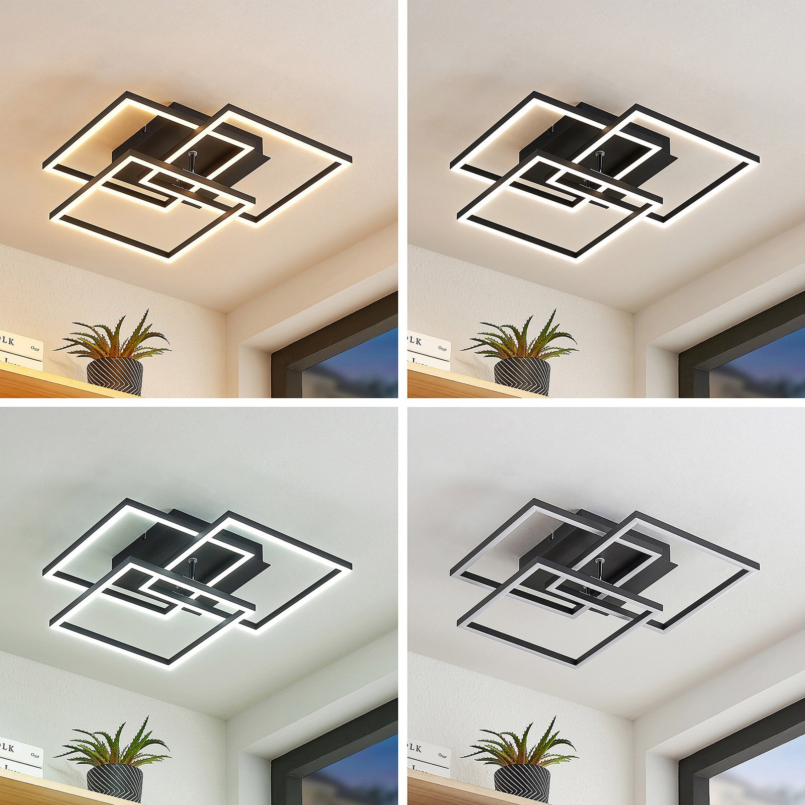Qiana Square Mennyezeti Lámpa LED Black - Lindby