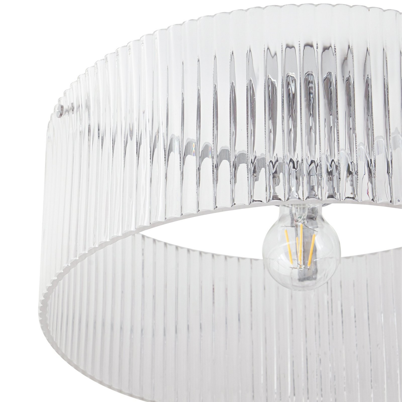 Lucande Deckenleuchte Meritt, chrom/klar, Ø 40 cm, Glas Lucande Deckenleuchte Meritt, chrom/klar, Ø 40 cm, Glas