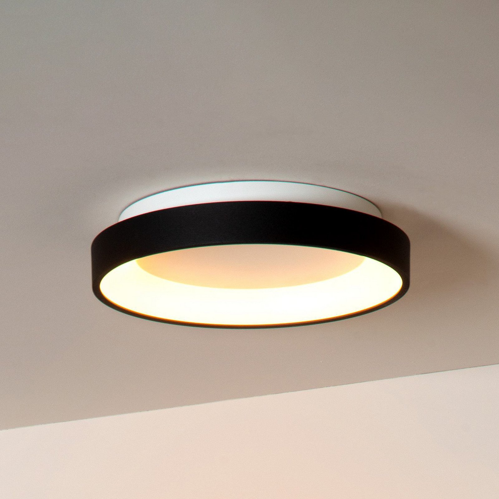 Lucide Plafonieră Vidal LED negru Ø 28 cm dimabil acrilic - Camera de zi / sufragerie - negru opal - Plastic