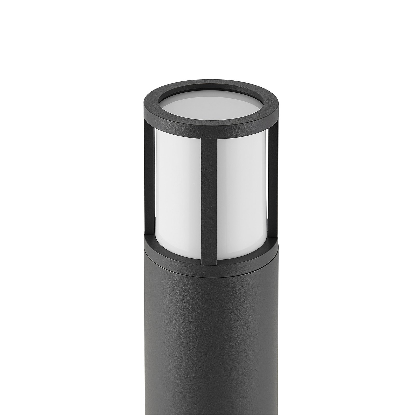 Borne lumineuse Facado II, hauteur 100 cm, ronde, gris foncé/opale