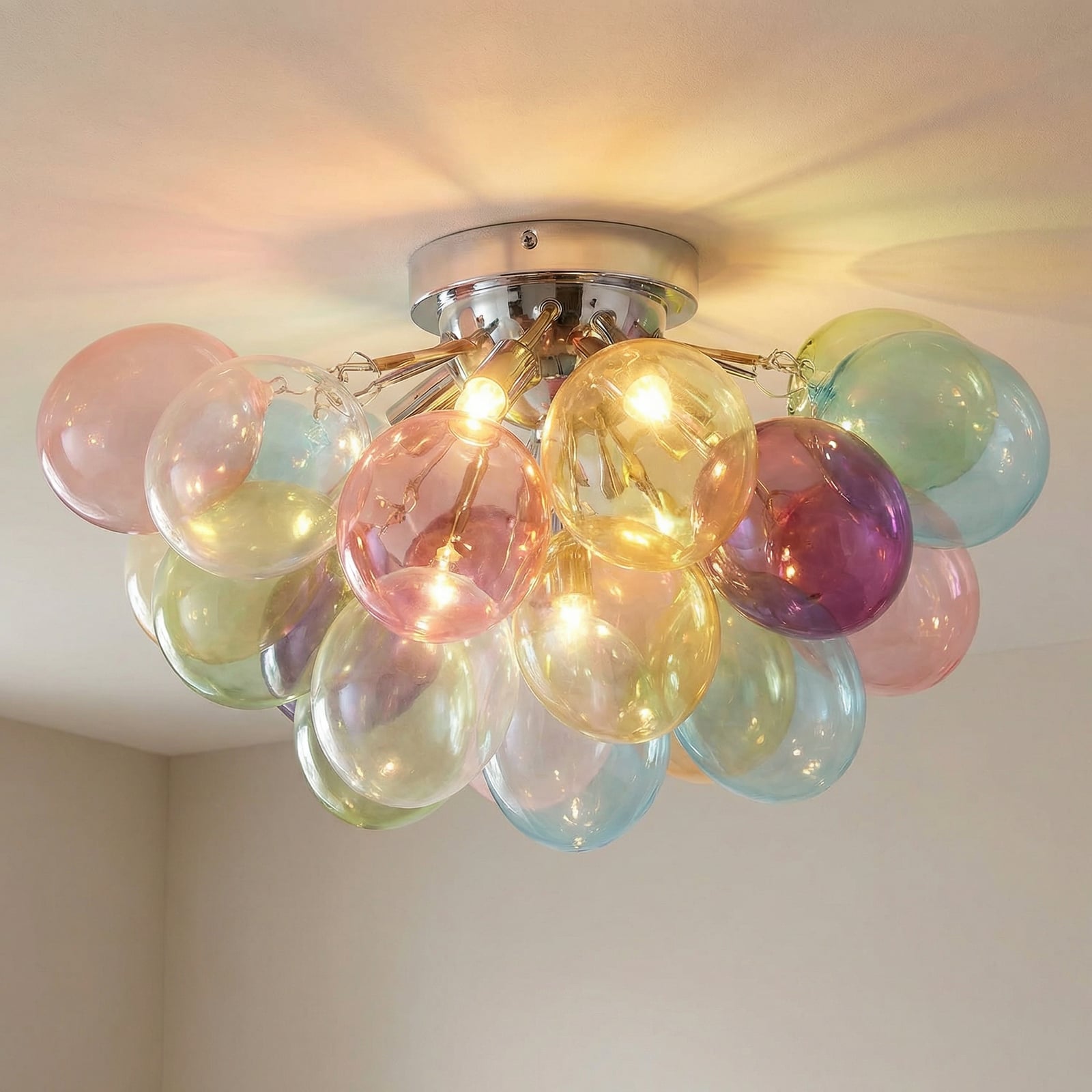 Lucande Deckenleuchte Diborah, bunt, Glas, Ø 50 cm, G9