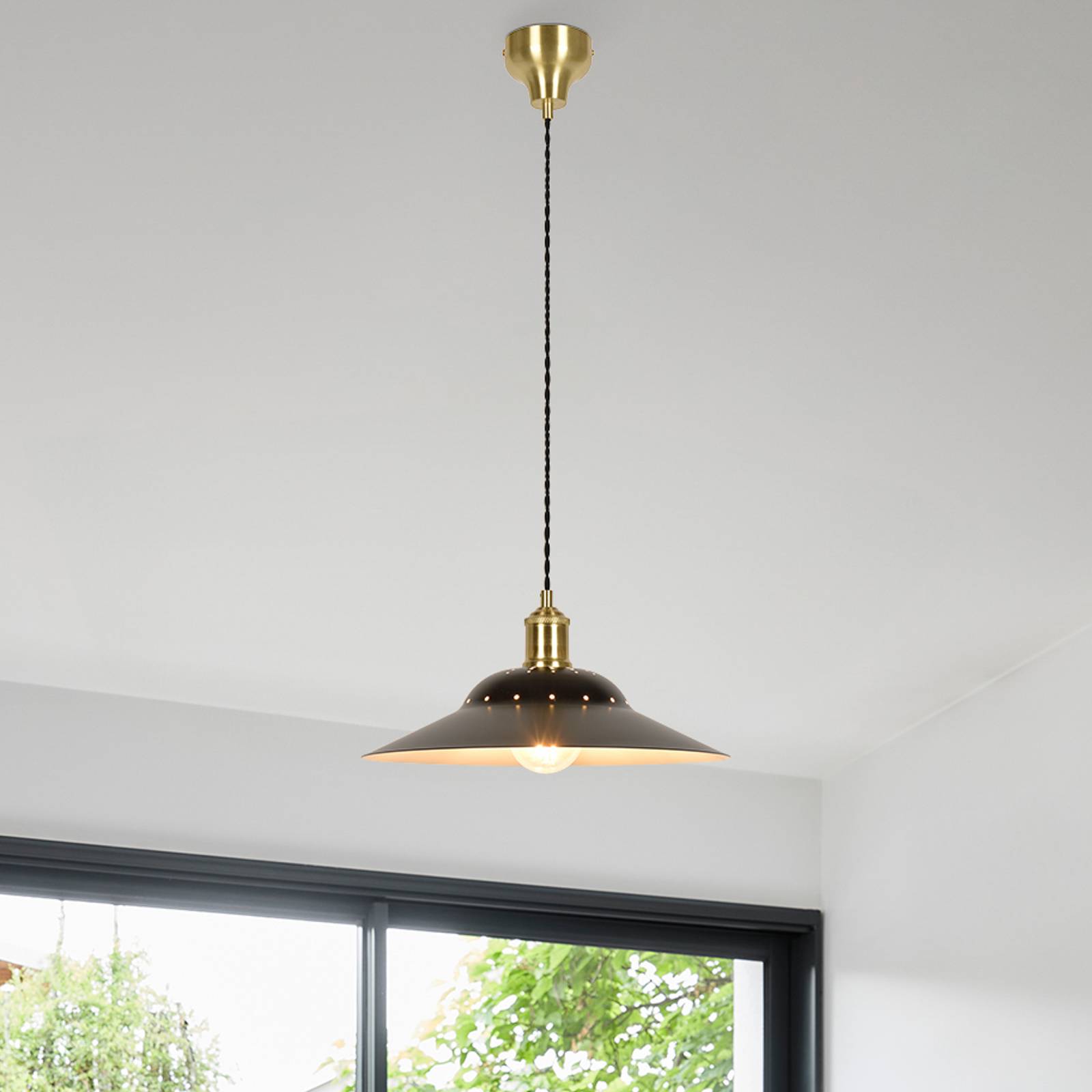 Hanglamp Louise, matzwart, Ø 38 cm, metaal