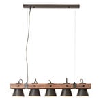 Hanging light Plow five-bulb, black/dark wood