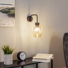 Lukka falilámpa, 1-izzós, fekete/borostyán