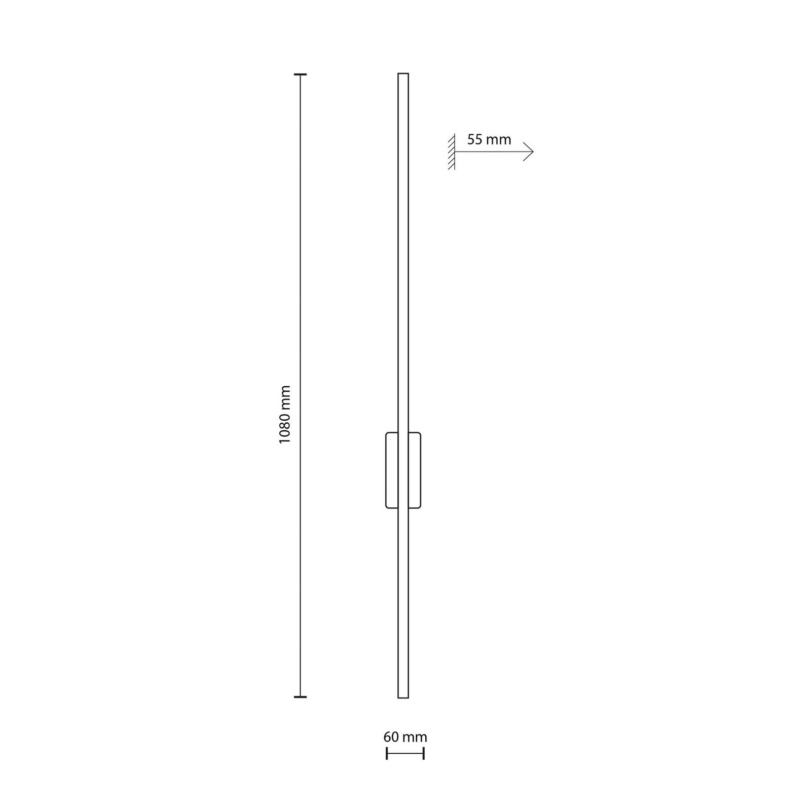 LED sienas gaisma Flash, melna/ priedes, augstums 108 cm 1 gaisma