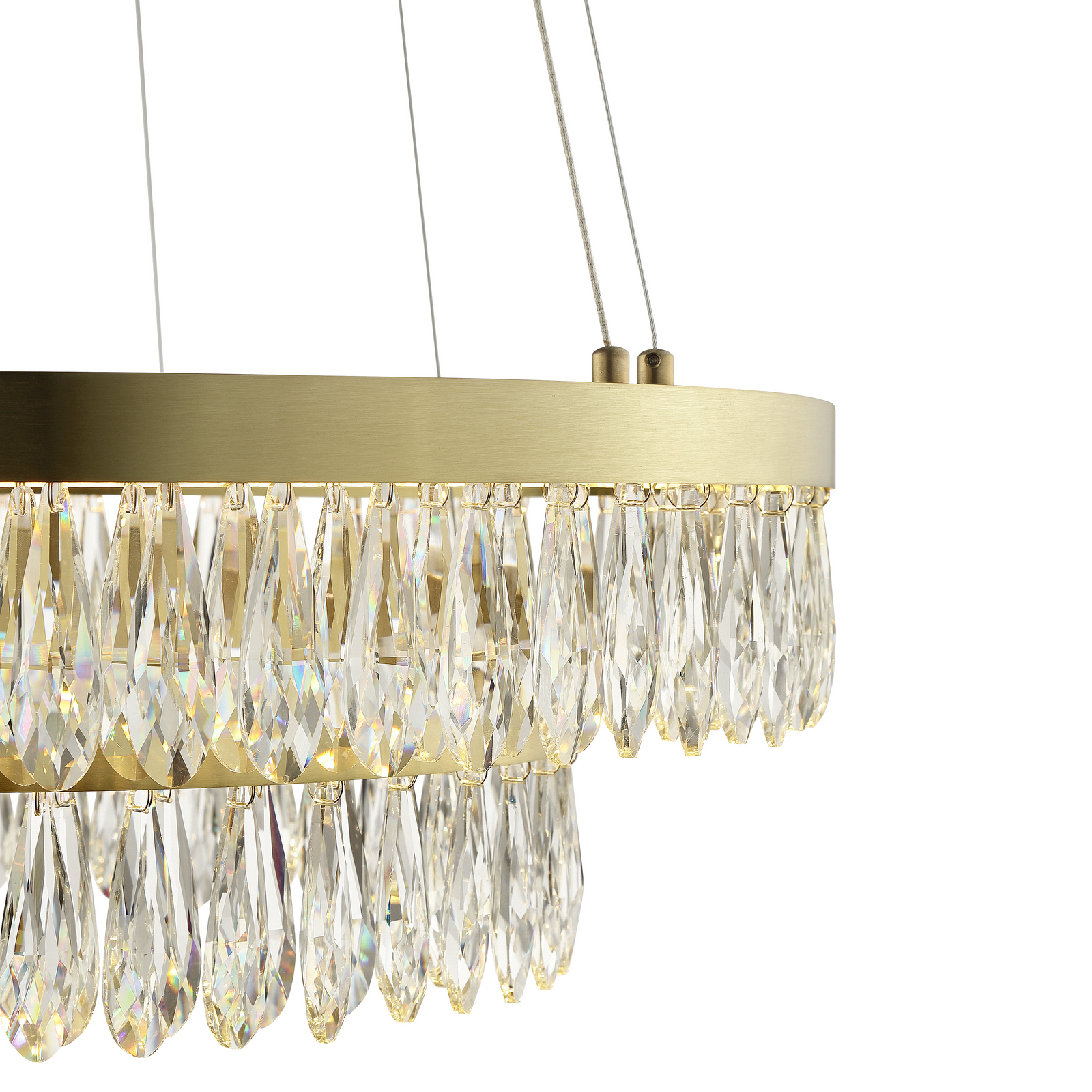 LED висяща лампа Celestia, Ø 60 cm, месингов цвят, кристал