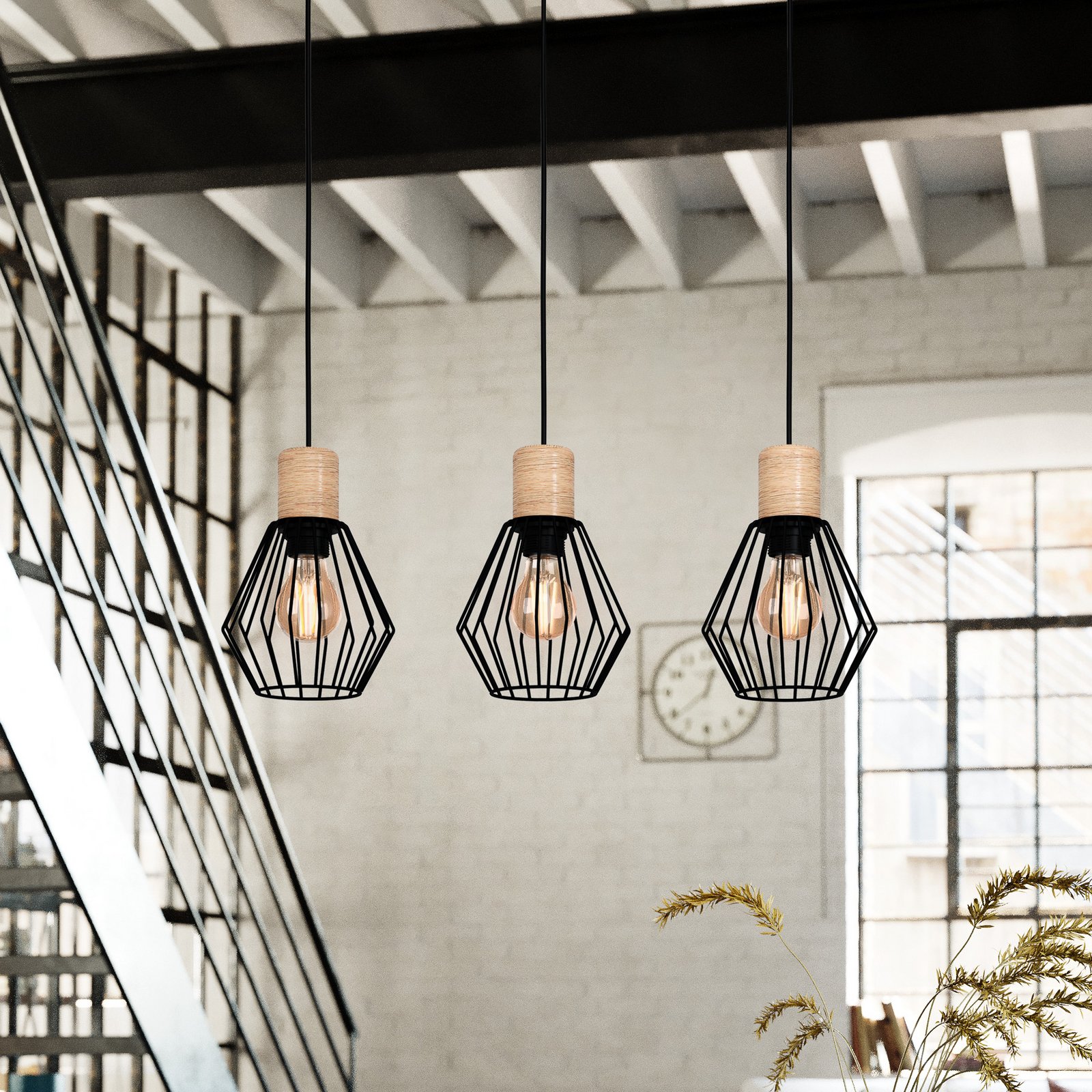 Palmorla hanging light, oblong 3-bulb