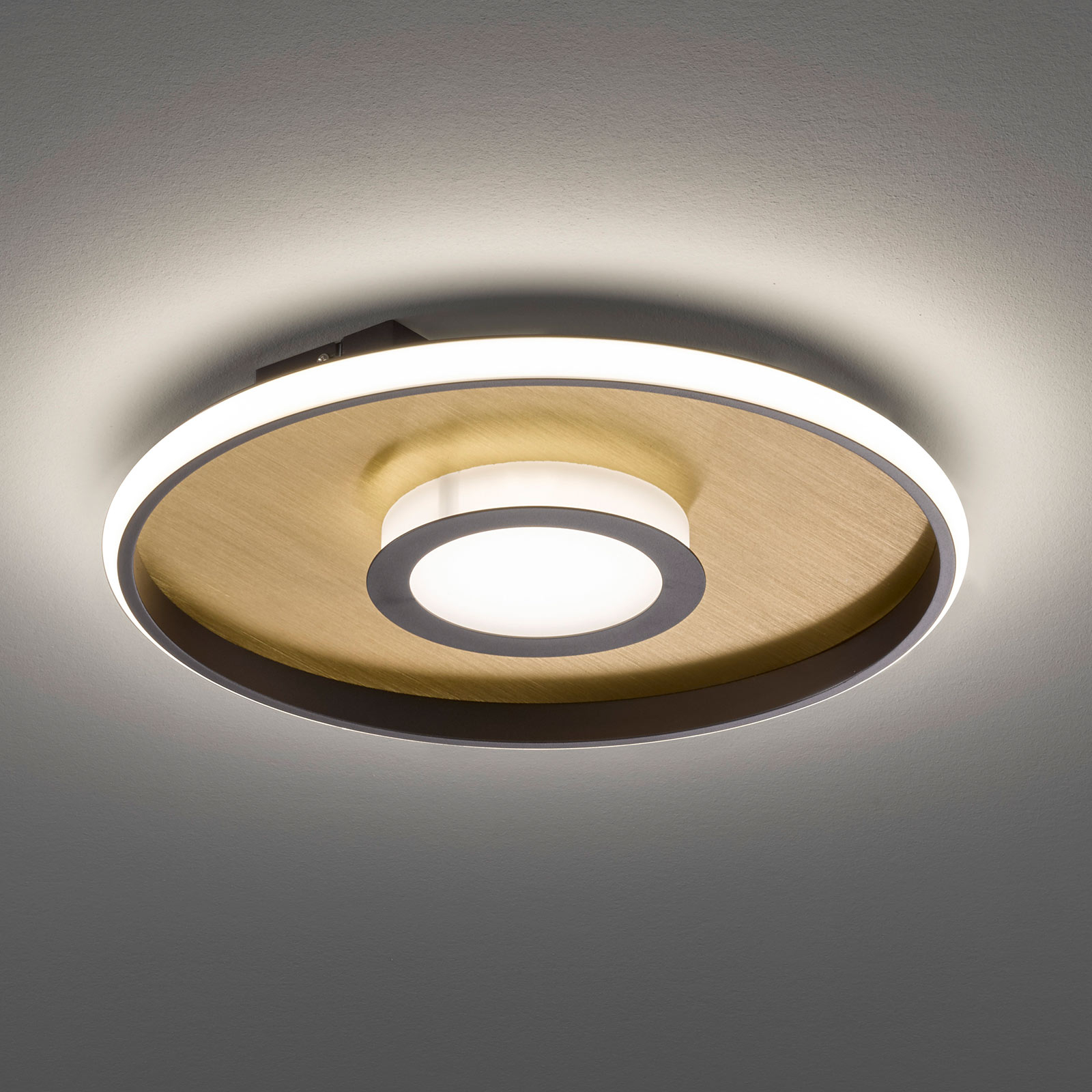 Fischer & Honsel LED ceiling light Zoe, round, gold/rust, 45cm, for Living / Dining Room, metal, 30 W, energy efficiency: A+, H: 7.5 cm