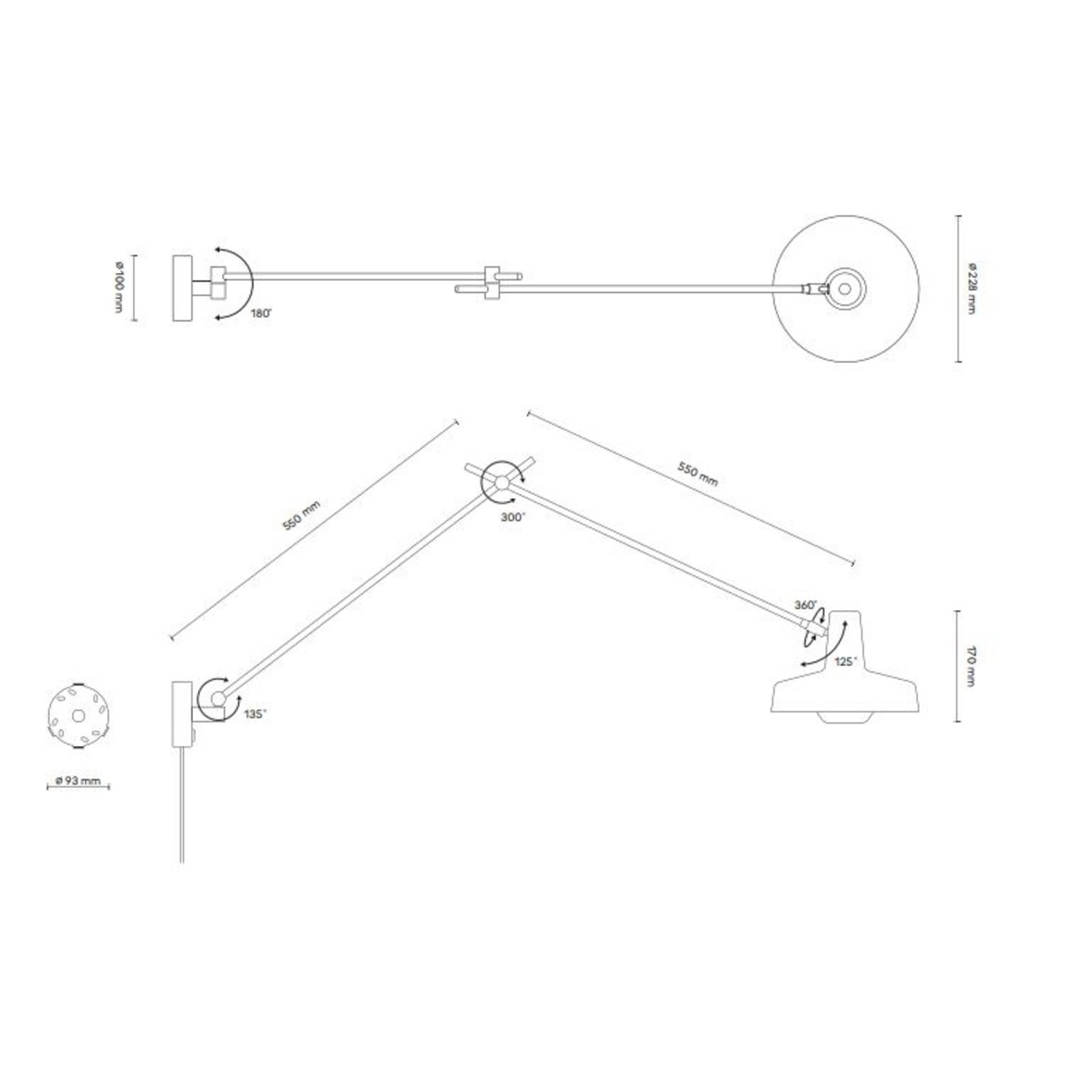 Arigato Vägglampa Long m/Kabel Vit - Grupa