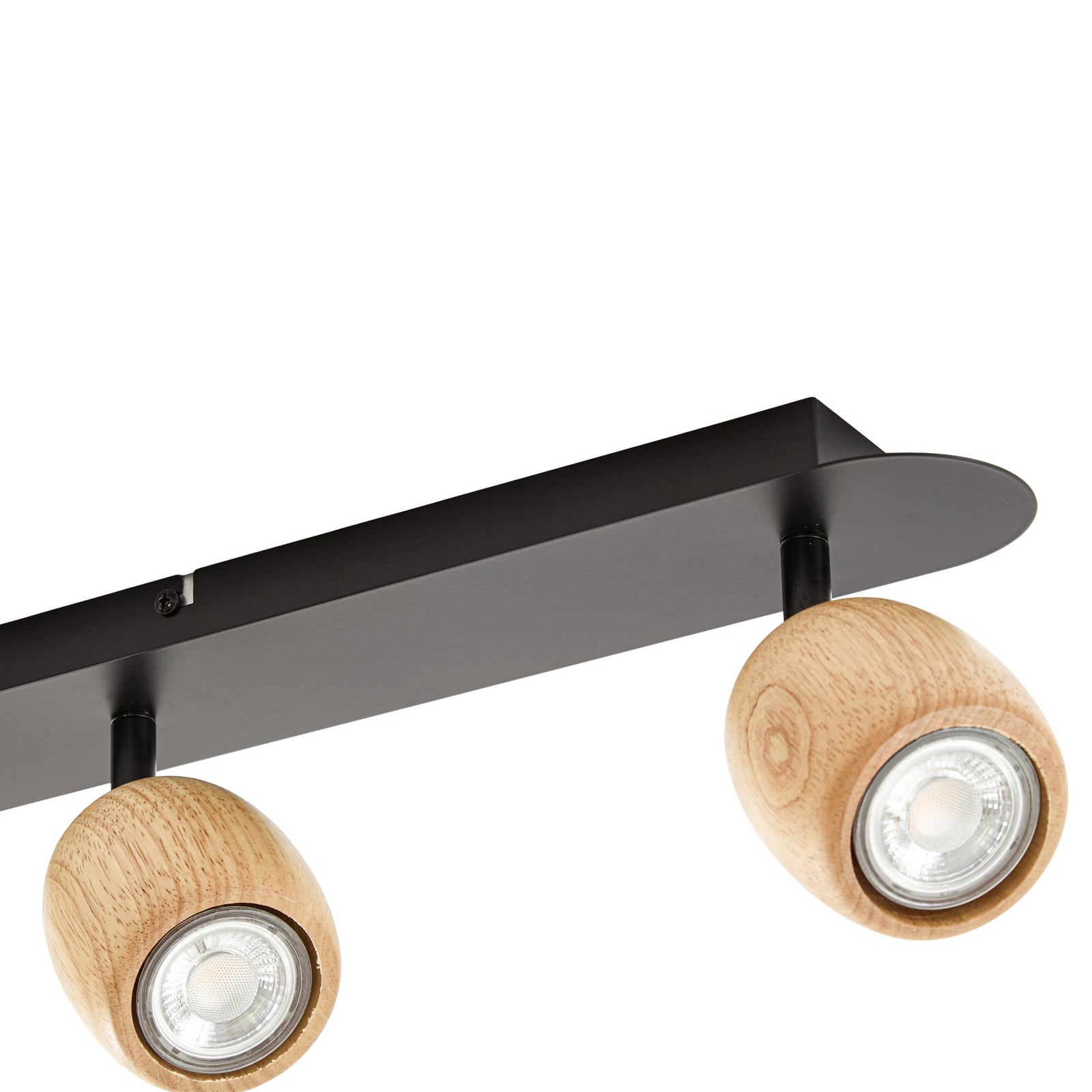Lindby downlight Sloane, 4 lyskilder, tre/svart, GU10 Lindby downlight Sloane, 4 lyskilder, tre/svart, GU10
