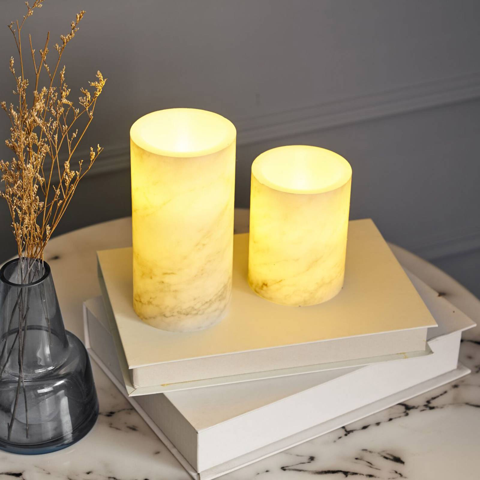 Pauleen Cosy Marble Candle bougies LED, 2 en cire