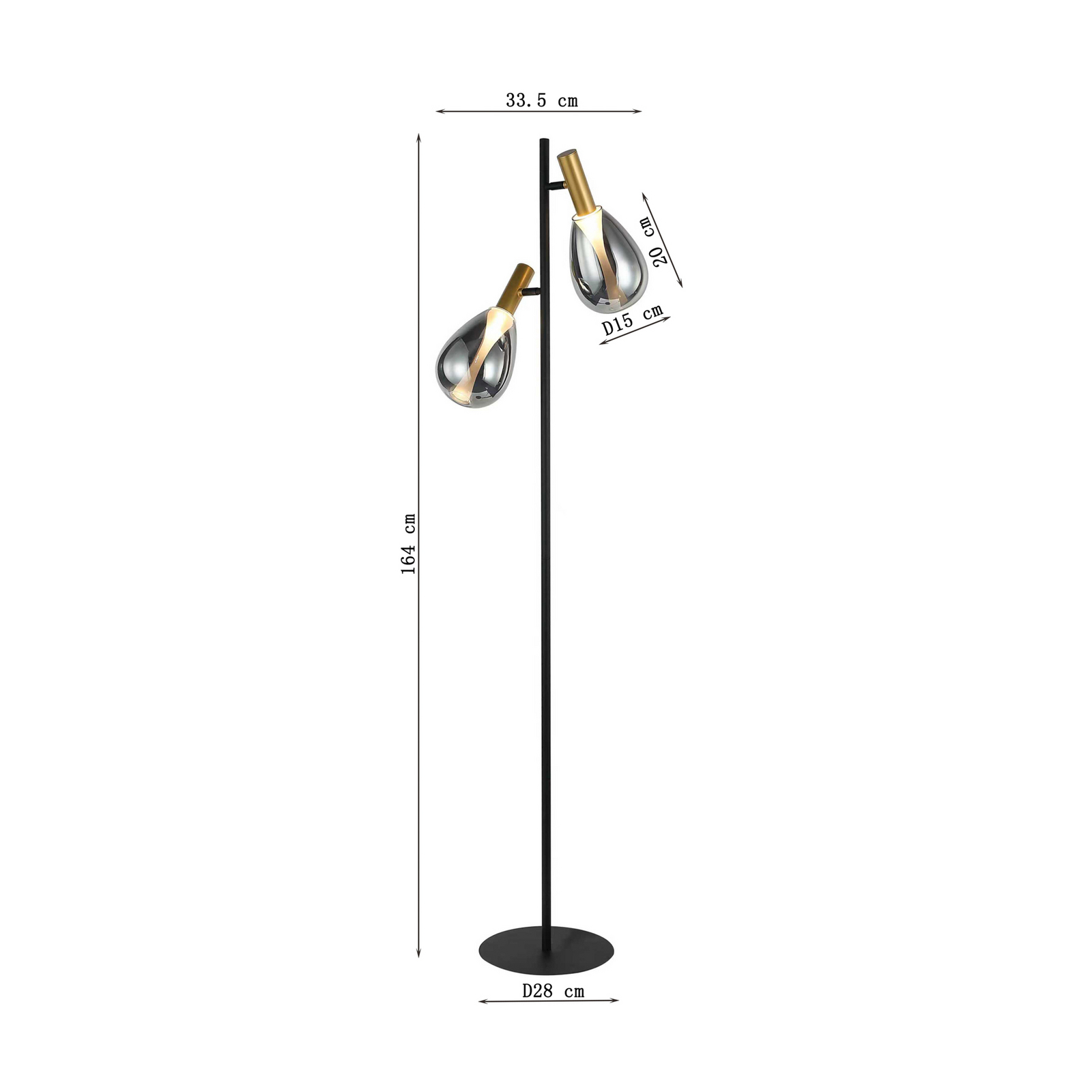 KARE gulvlampe Fari, grå, glas, højde 164 cm, 2 lyskilder, G9