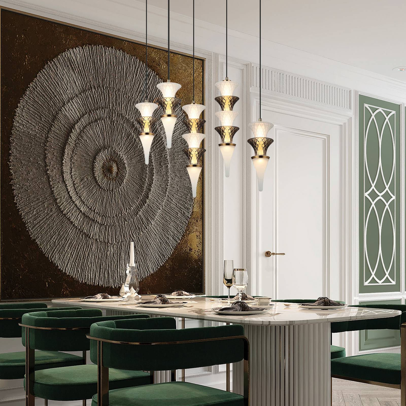 LED-Pendellampe Venera, Höhe 29 cm, weiß/braun, Glas günstig online kaufen