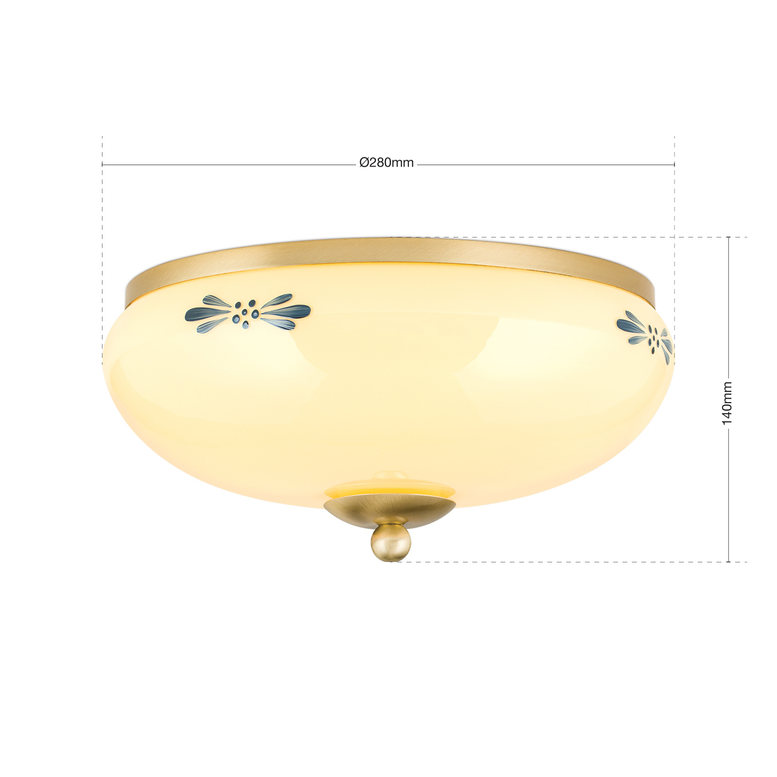 Landhaus ceiling lamp brass cream blue Ø 28 cm