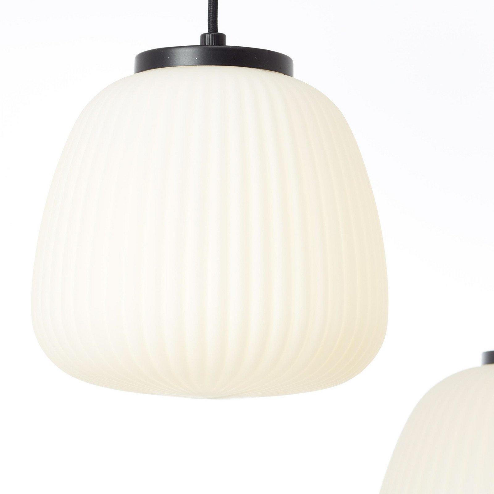Brilliant Lampă suspendată Kaizen lungime 125 cm opal 5 becuri metal - Camera de zi / sufragerie - opal negru mat - Sticlă