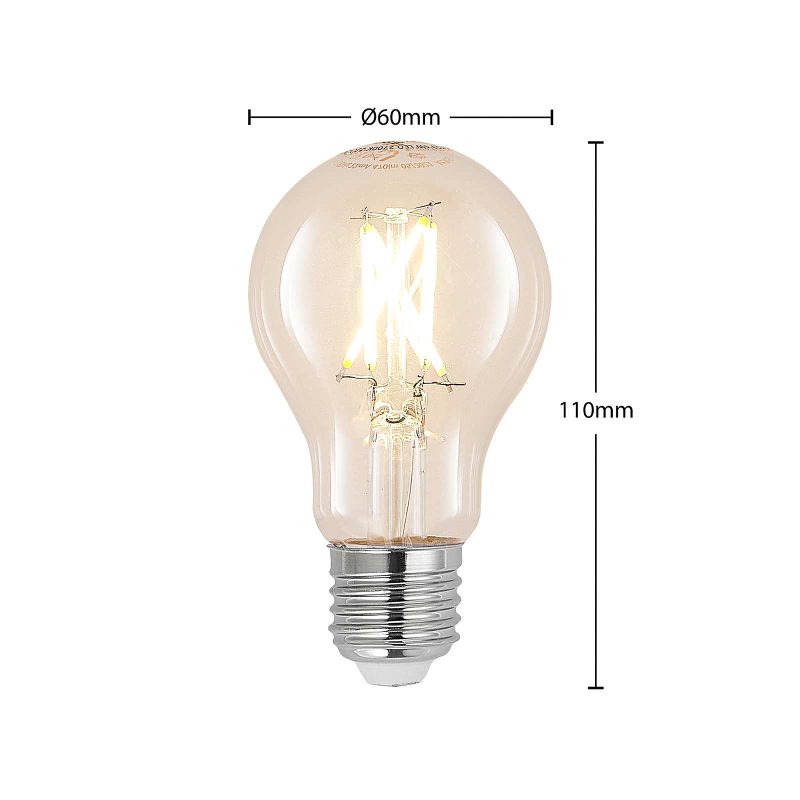 Светодиодна лампа E27 8W 2,700K Нажежаема жичка, димируема, прозрачна 3 бр