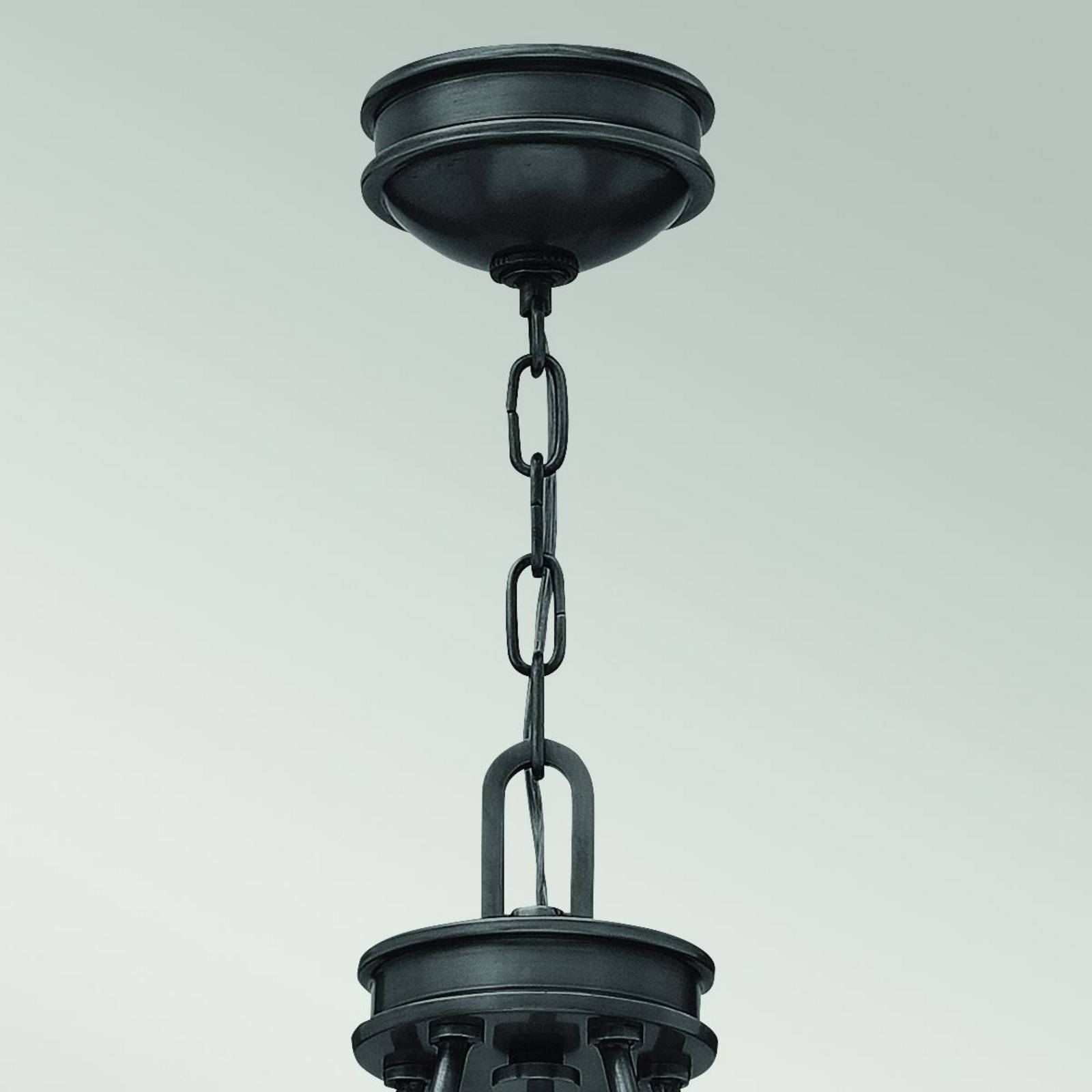 Żyrandol Collier, 5-punktowy, czarny, stal, szkło, E27