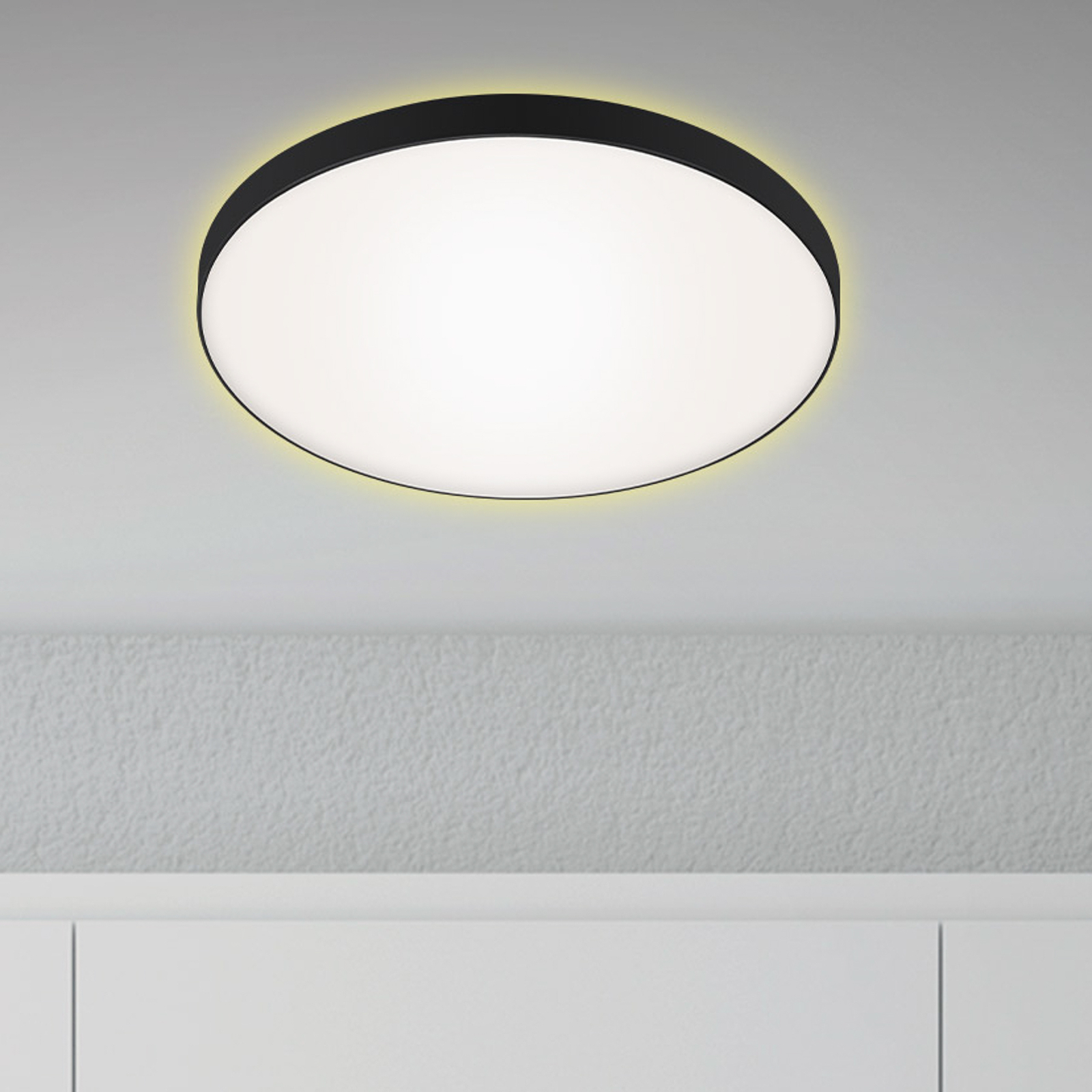 LED plafondlamp Flet met Backlight, Ø 35,5 cm