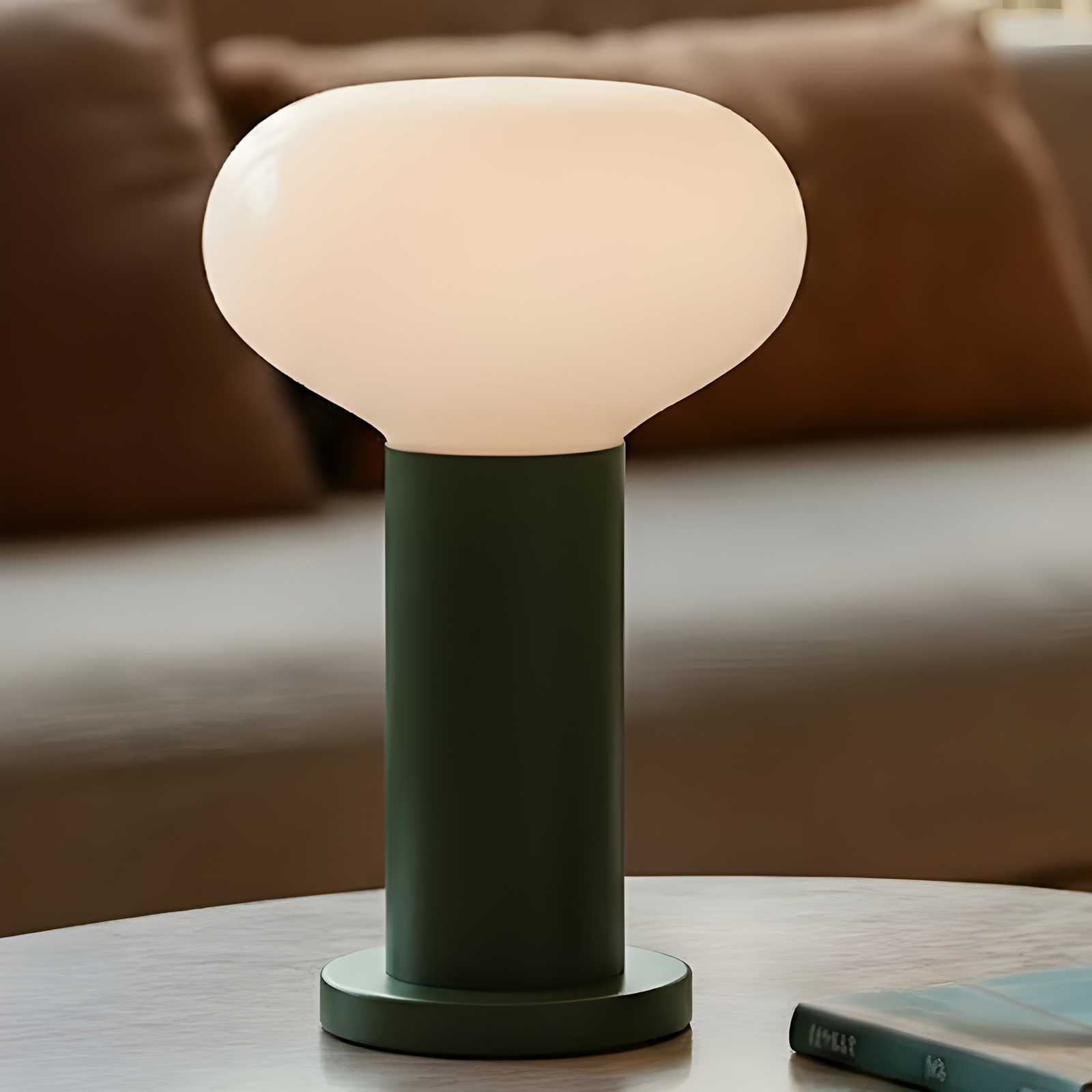 Tafellamp Flo, groen, Ø 19 cm, glas