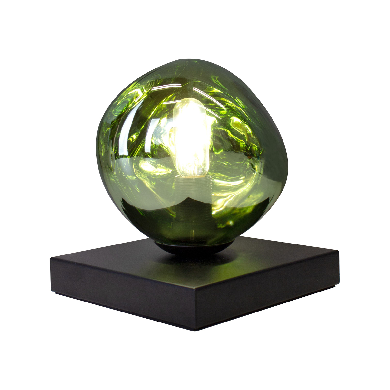 Lámpara de mesa Canopus, verde, Ø 15 cm, cristal, 1 x E14